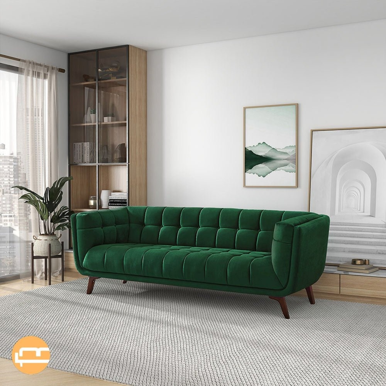 Kano Dark Green Velvet Sofa - image-4