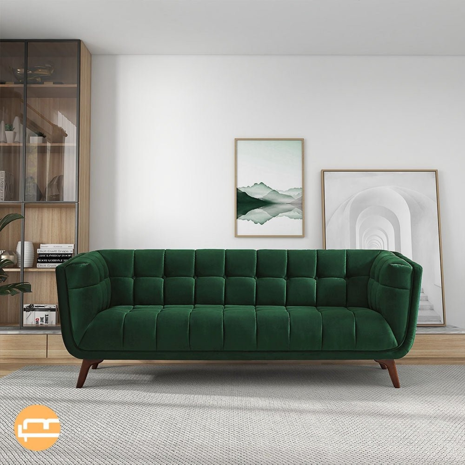Kano Dark Green Velvet Sofa - image-3