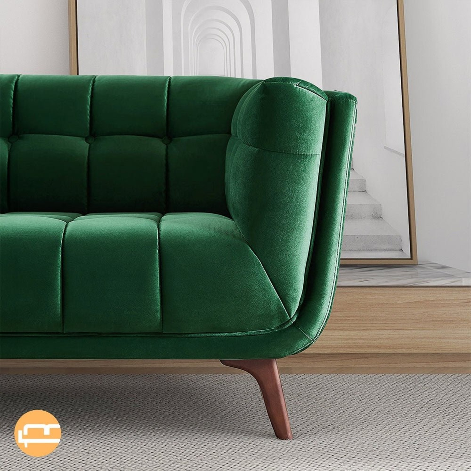 Kano Dark Green Velvet Sofa - image-2
