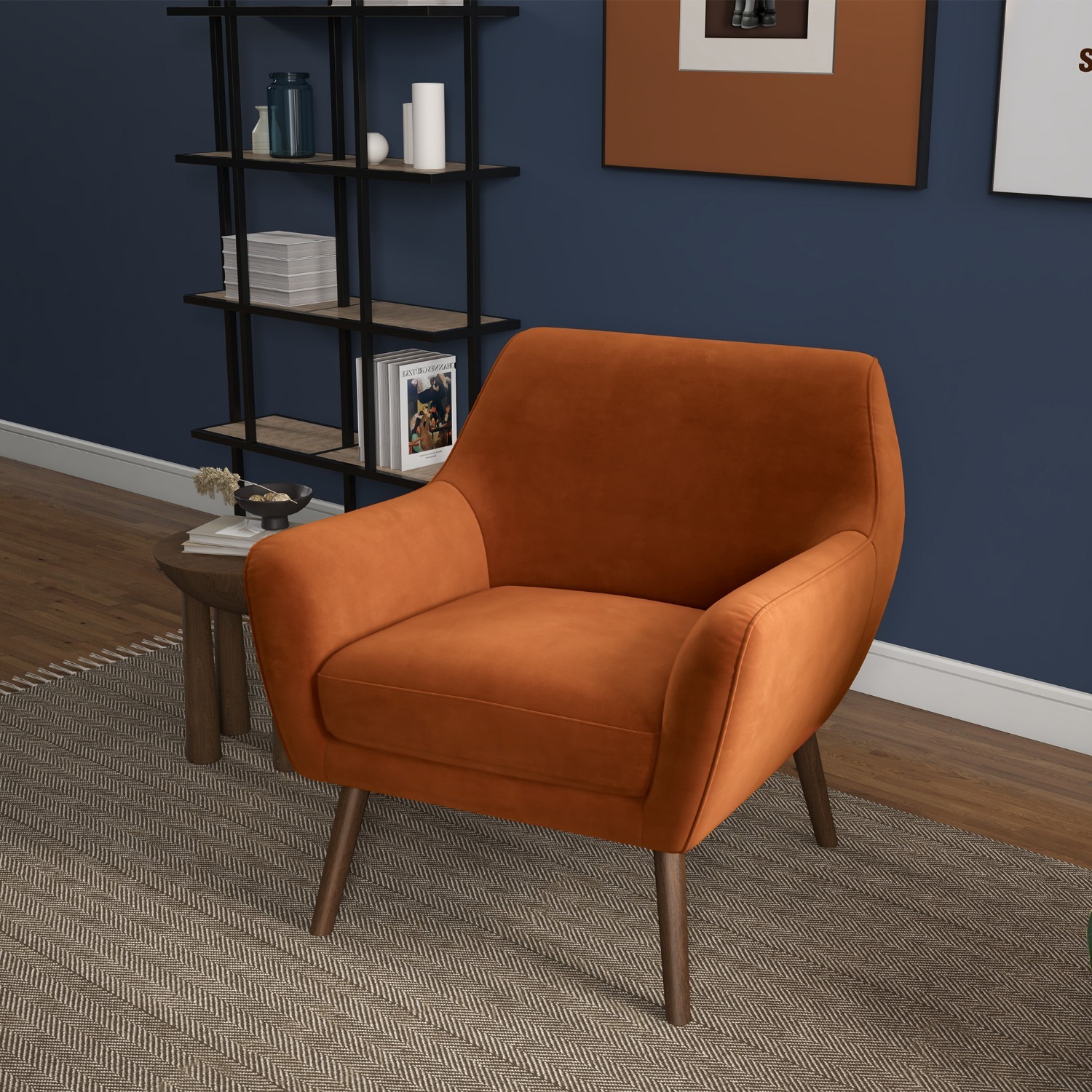 Penny Orange Velvet Lounge Chair - image-4