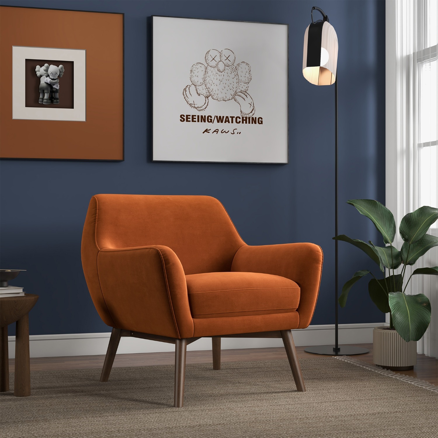 Penny Orange Velvet Lounge Chair - image-3