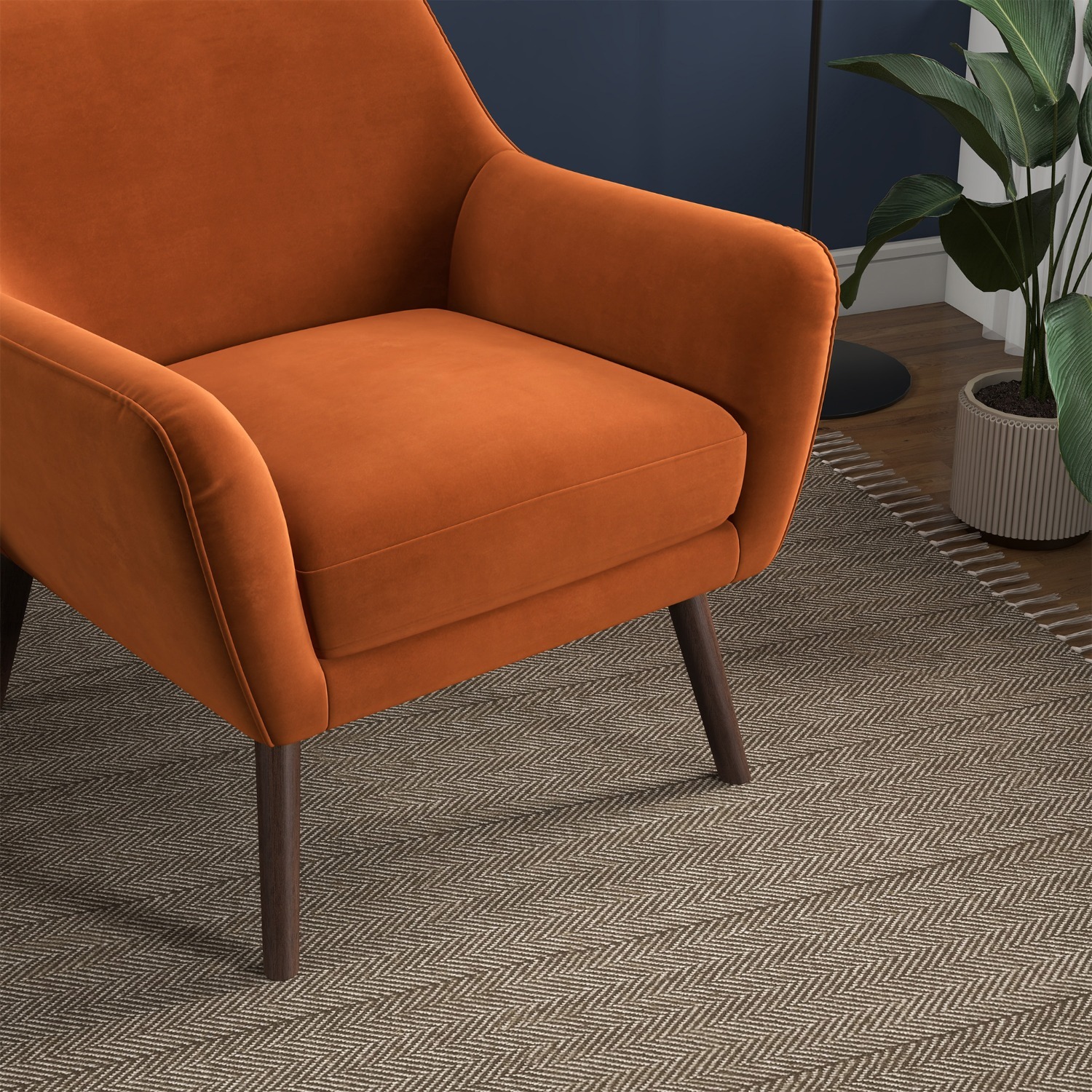 Penny Orange Velvet Lounge Chair - image-2