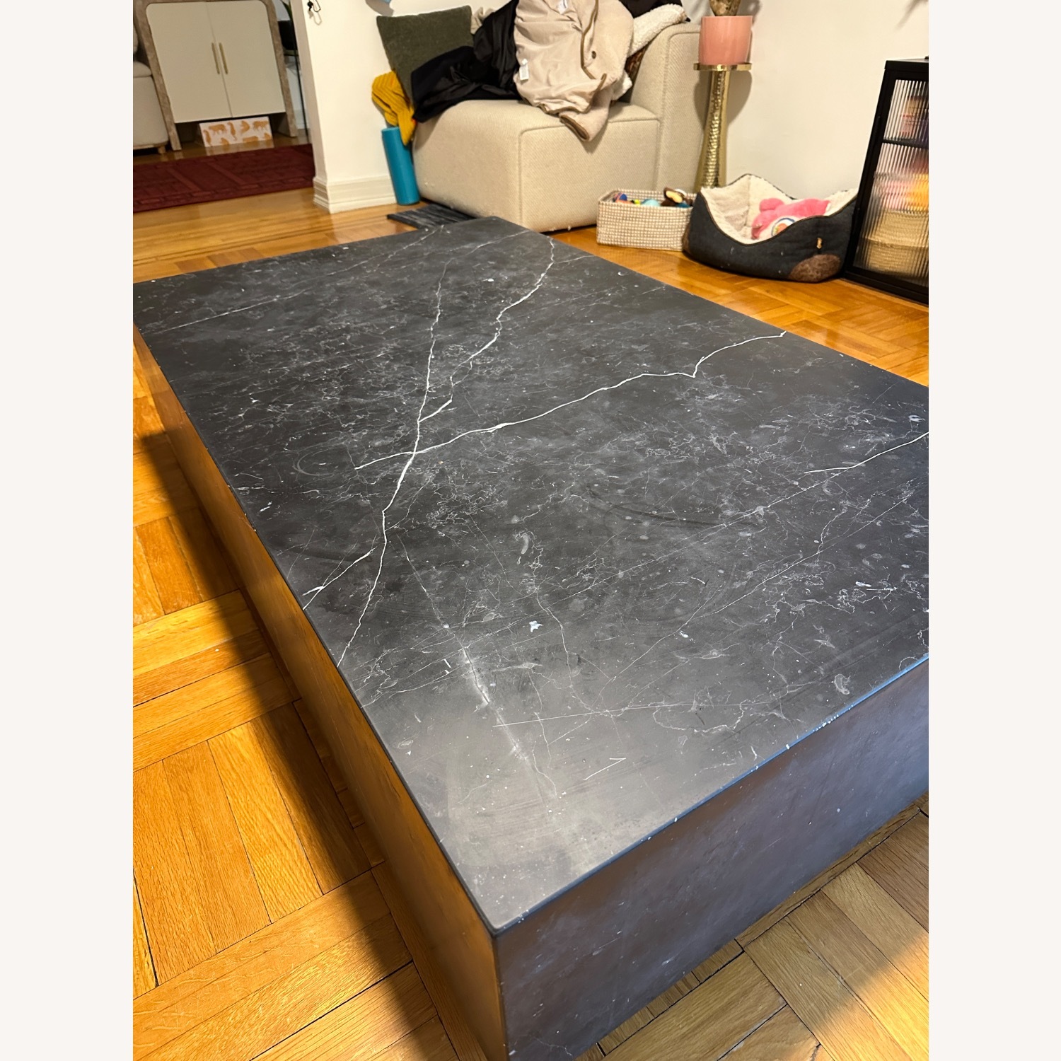 Restoration Hardware Plinth Marble Coffee Table - image-1