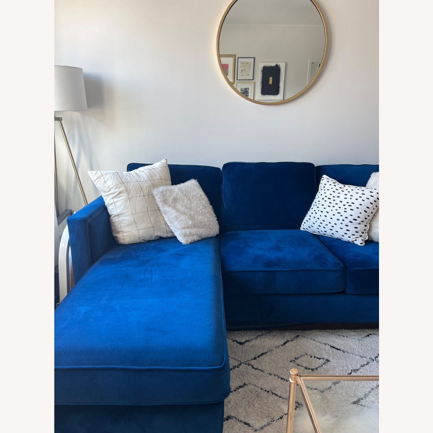 Apt2B Cobalt Blue Velvet Sectional  - image-4