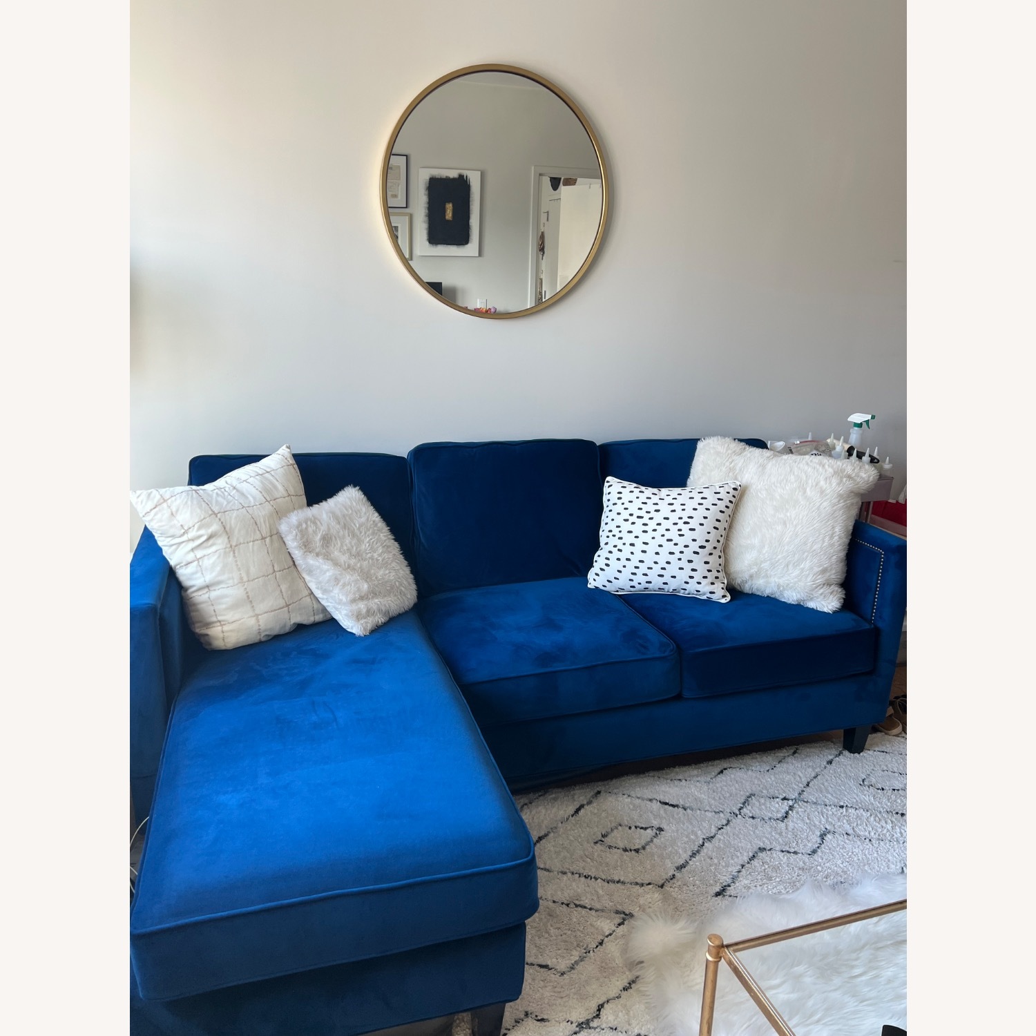 Apt2B Cobalt Blue Velvet Sectional  - image-2