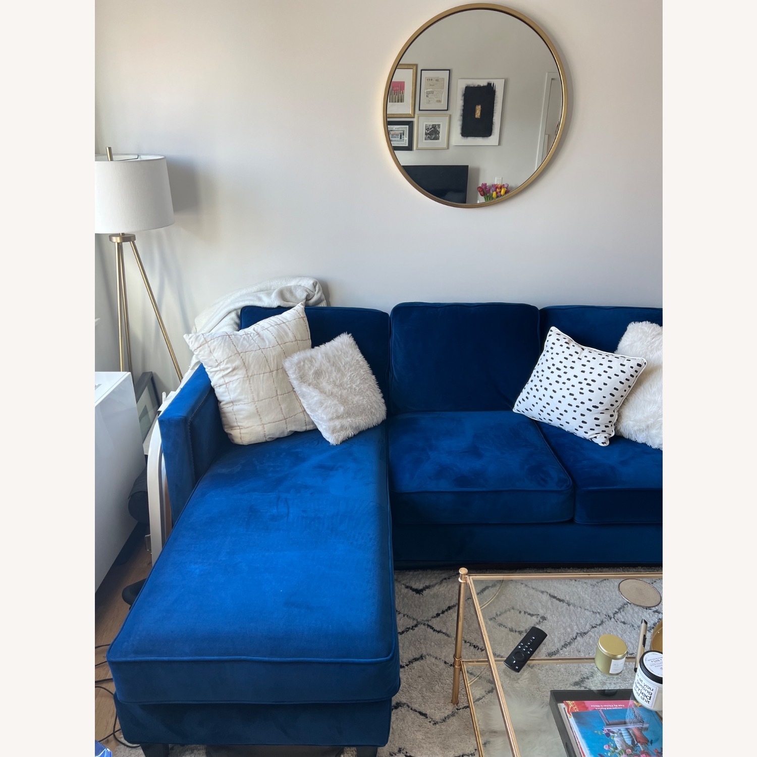 Apt2B Cobalt Blue Velvet Sectional  - image-5