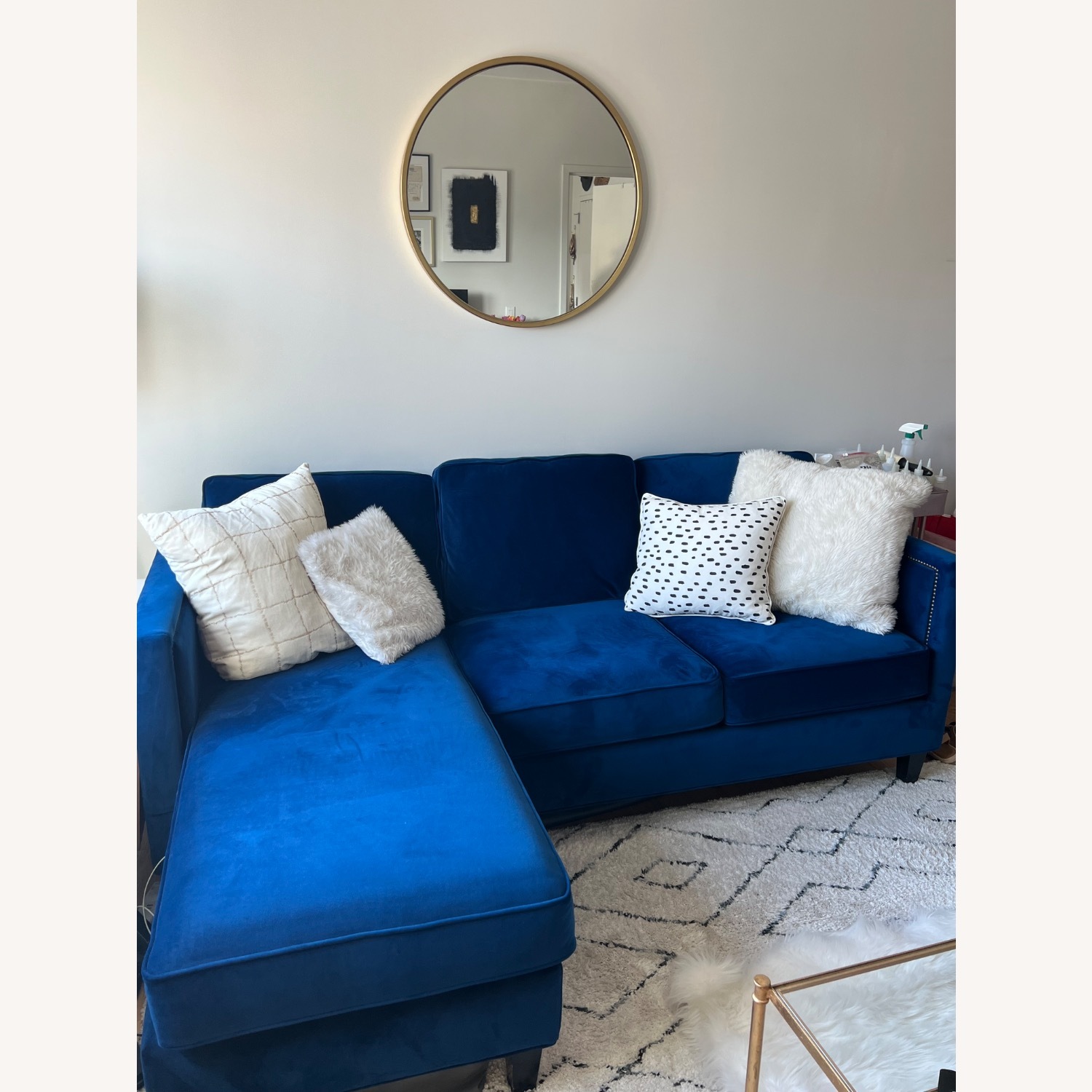 Apt2B Cobalt Blue Velvet Sectional  - image-3