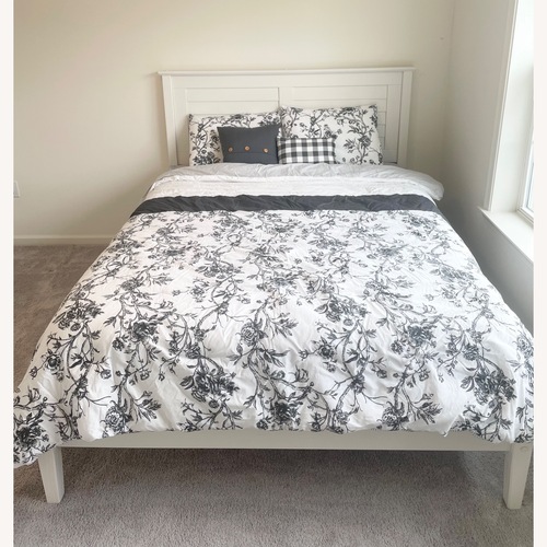 Used Grain Wood White Queen Bed Frame With Slats for sale on AptDeco