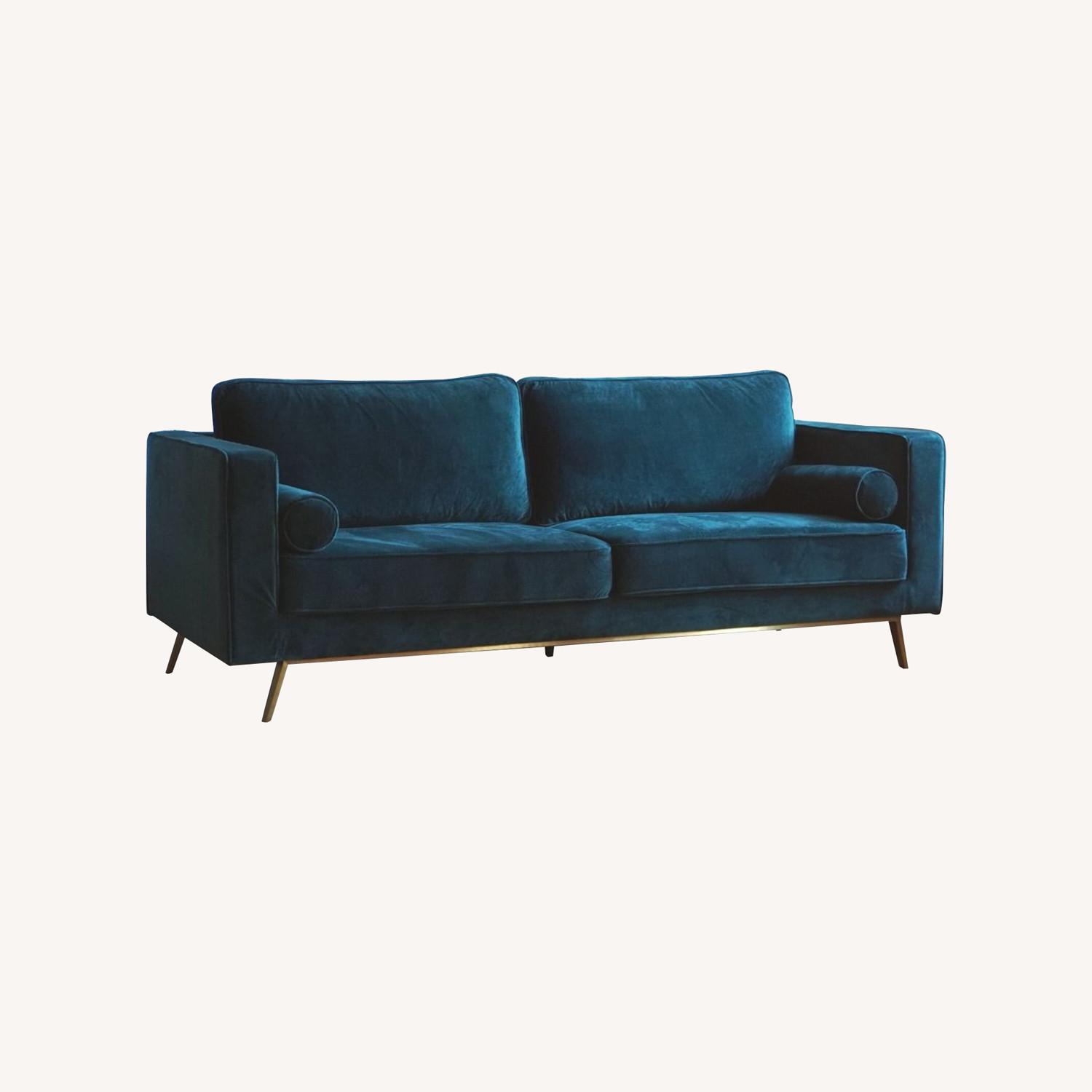 Mid Century Modern Sofa - Green Velvet - image-5