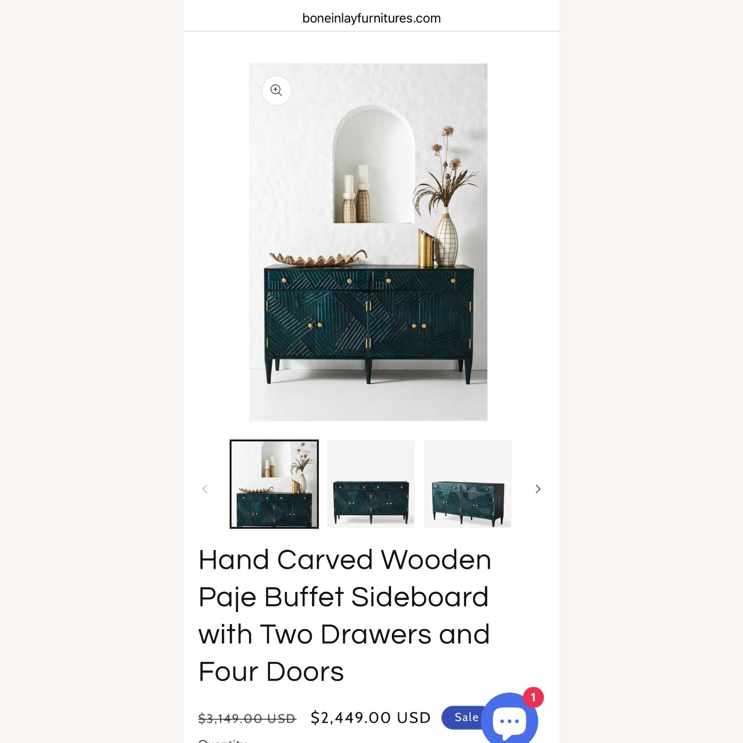 Anthropologie Hand Carved Paje Buffet - image-6