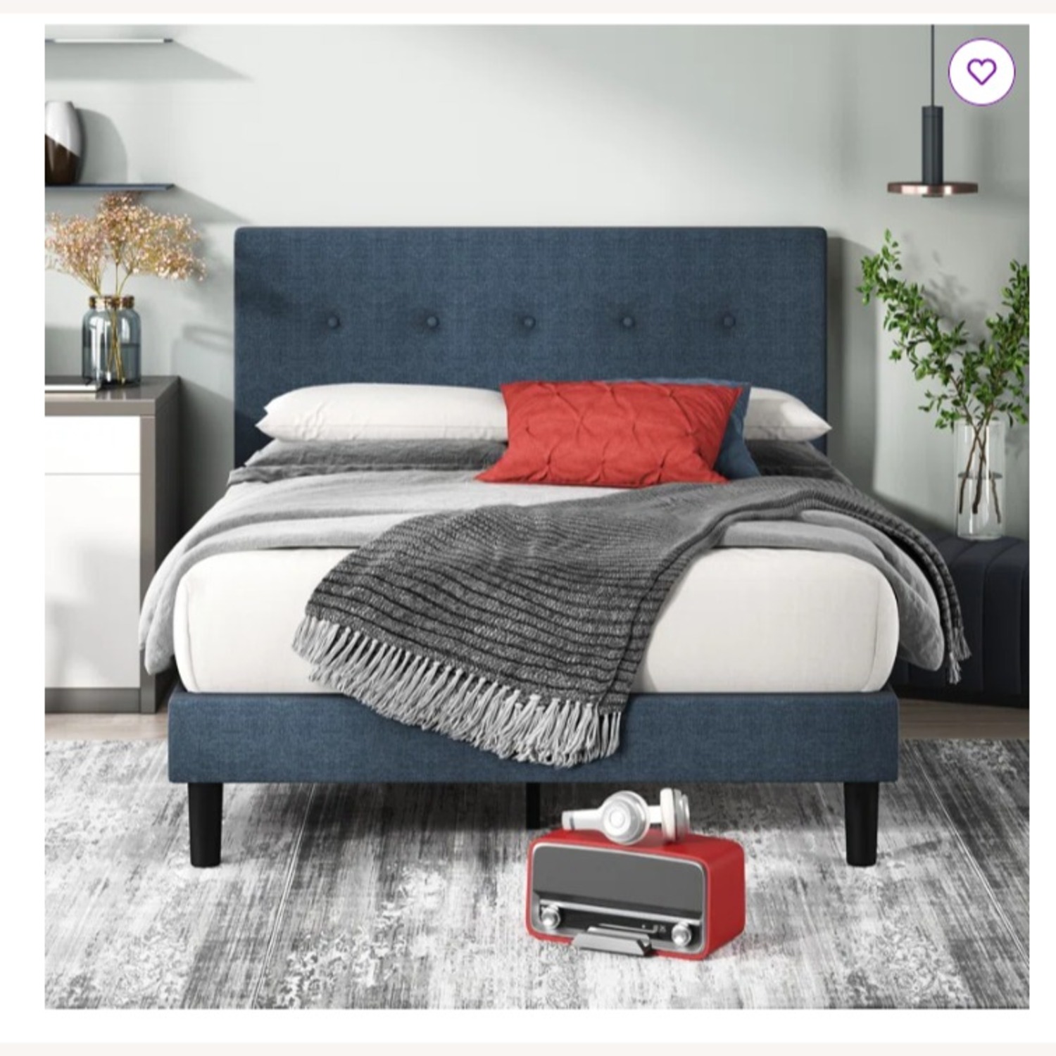 Raily Tufted Upholstered Low Profile Platform Bed - image-1