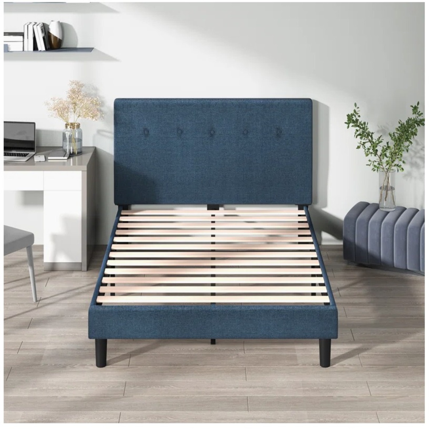 Raily Tufted Upholstered Low Profile Platform Bed - image-7