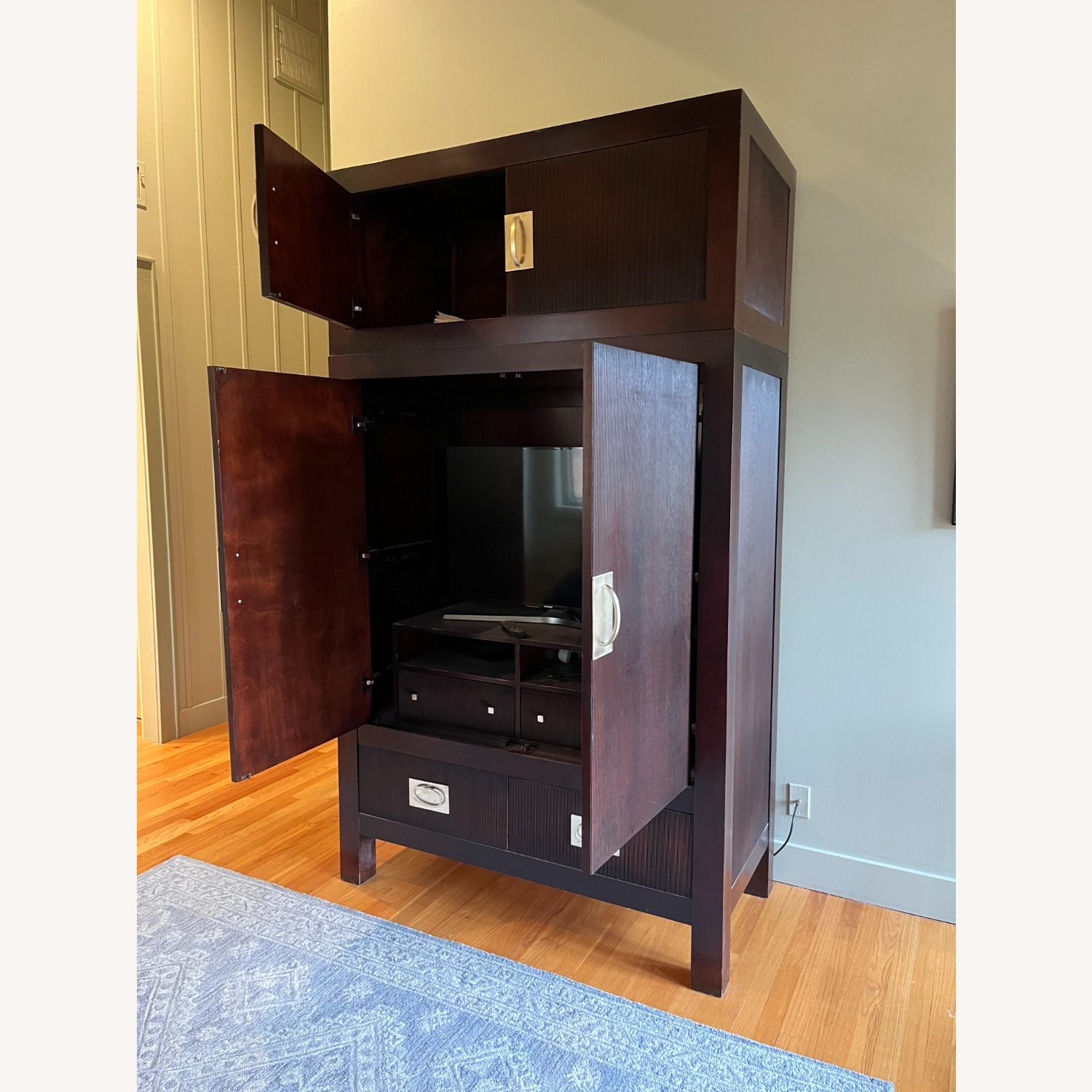 Large Wood Media Cabinet - image-2