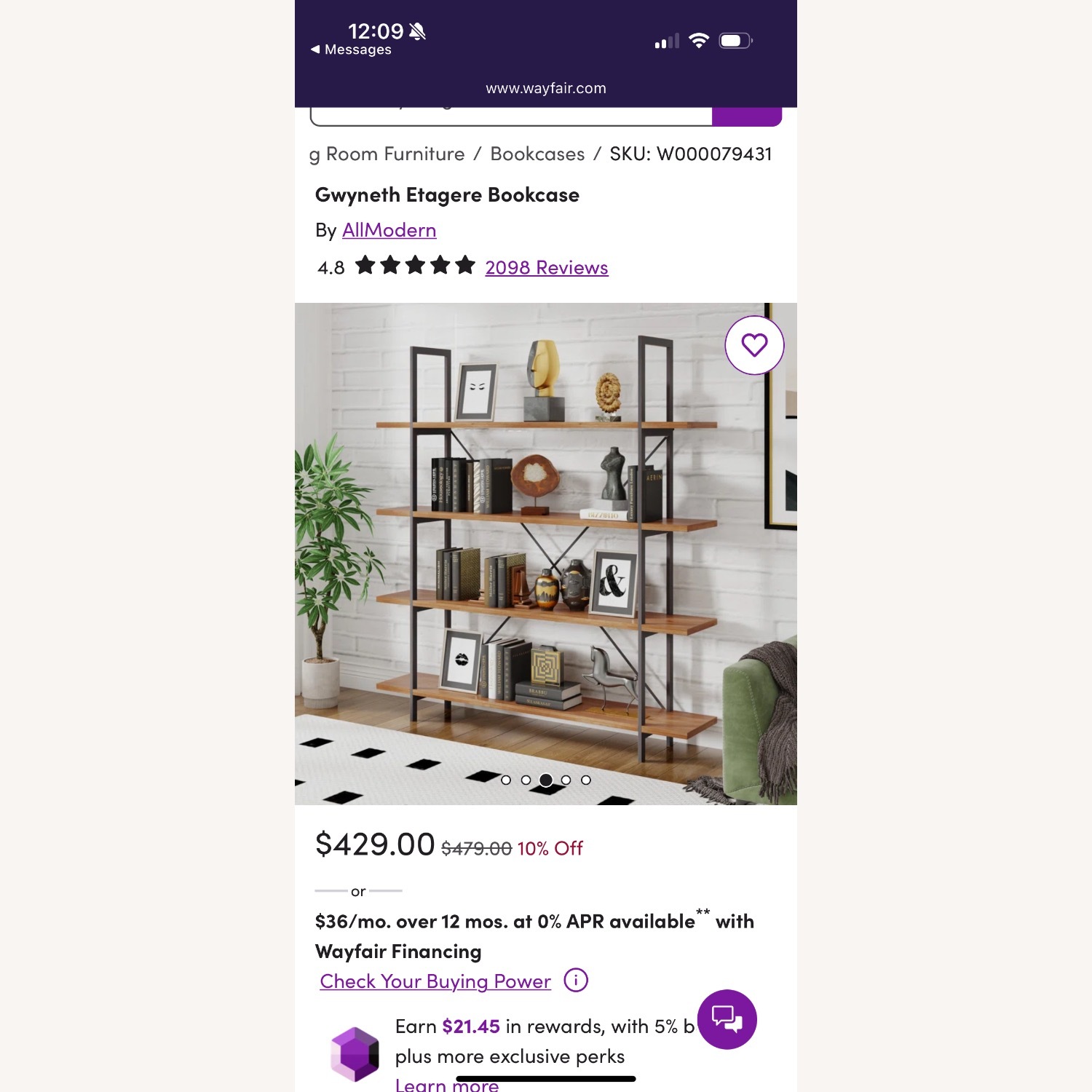 AllModern Gwyneth Etagere Bookcase - image-1