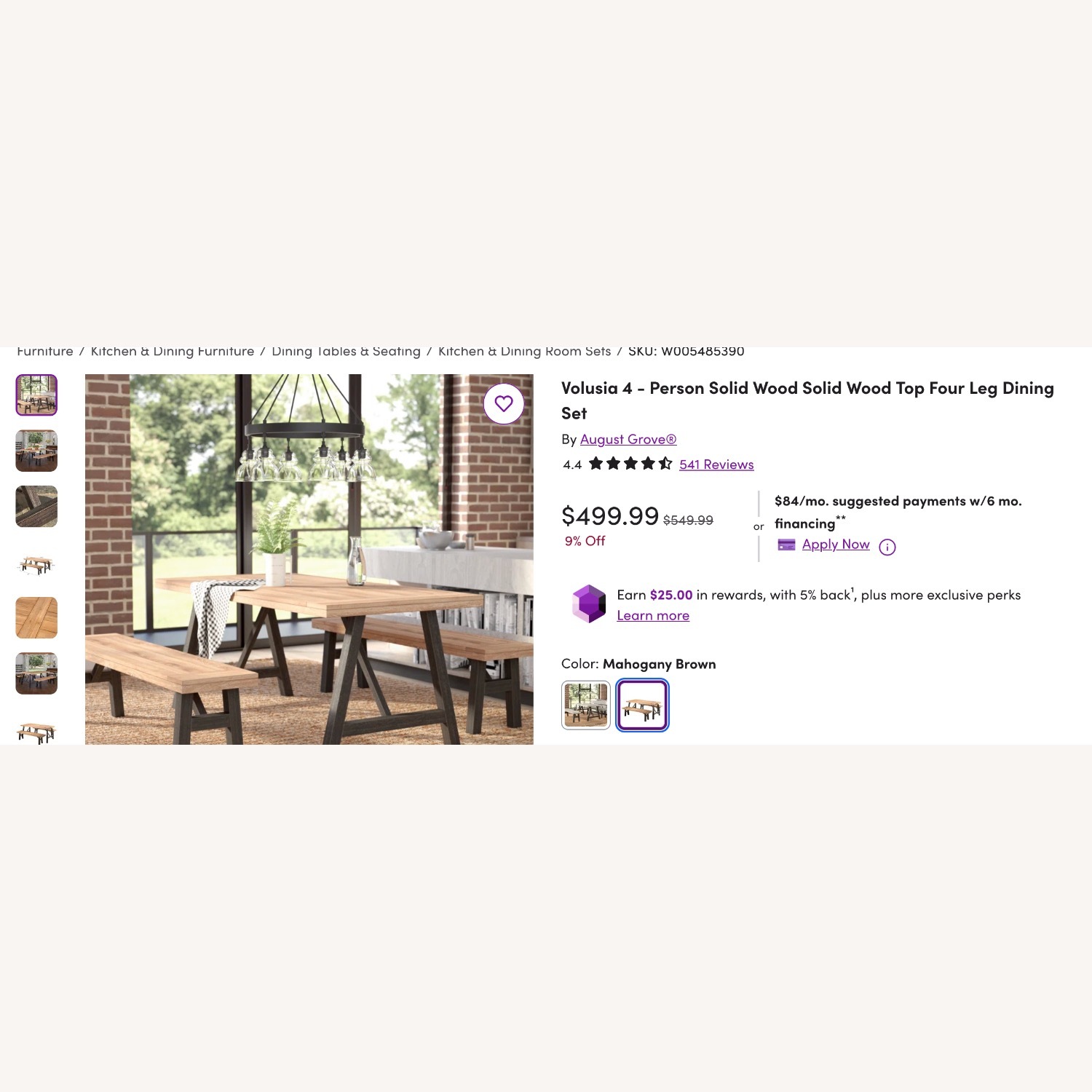 Volusia 4 - Person Solid Wood Solid Wood Top Four Leg Dining Set - image-1