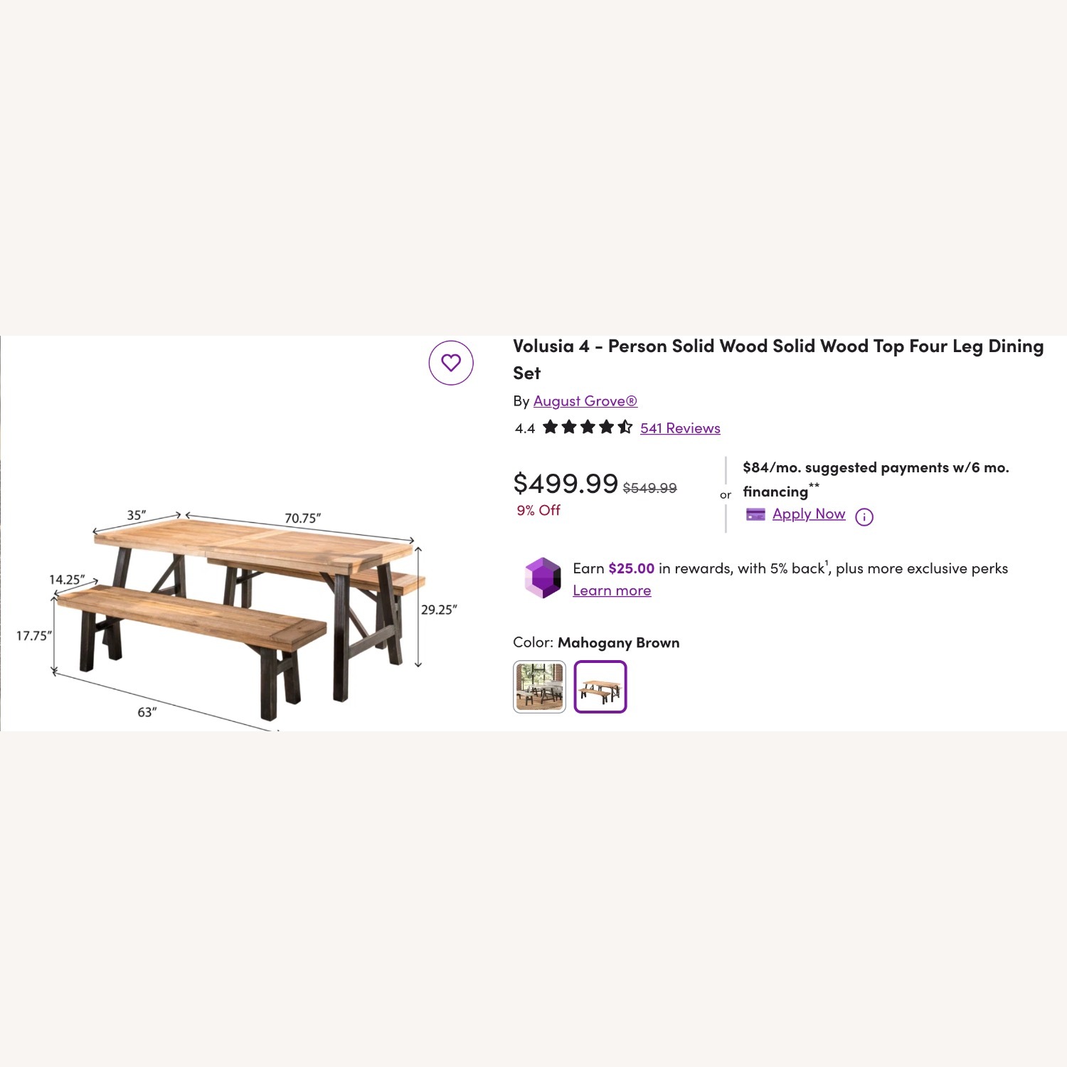 Volusia 4 - Person Solid Wood Solid Wood Top Four Leg Dining Set - image-2