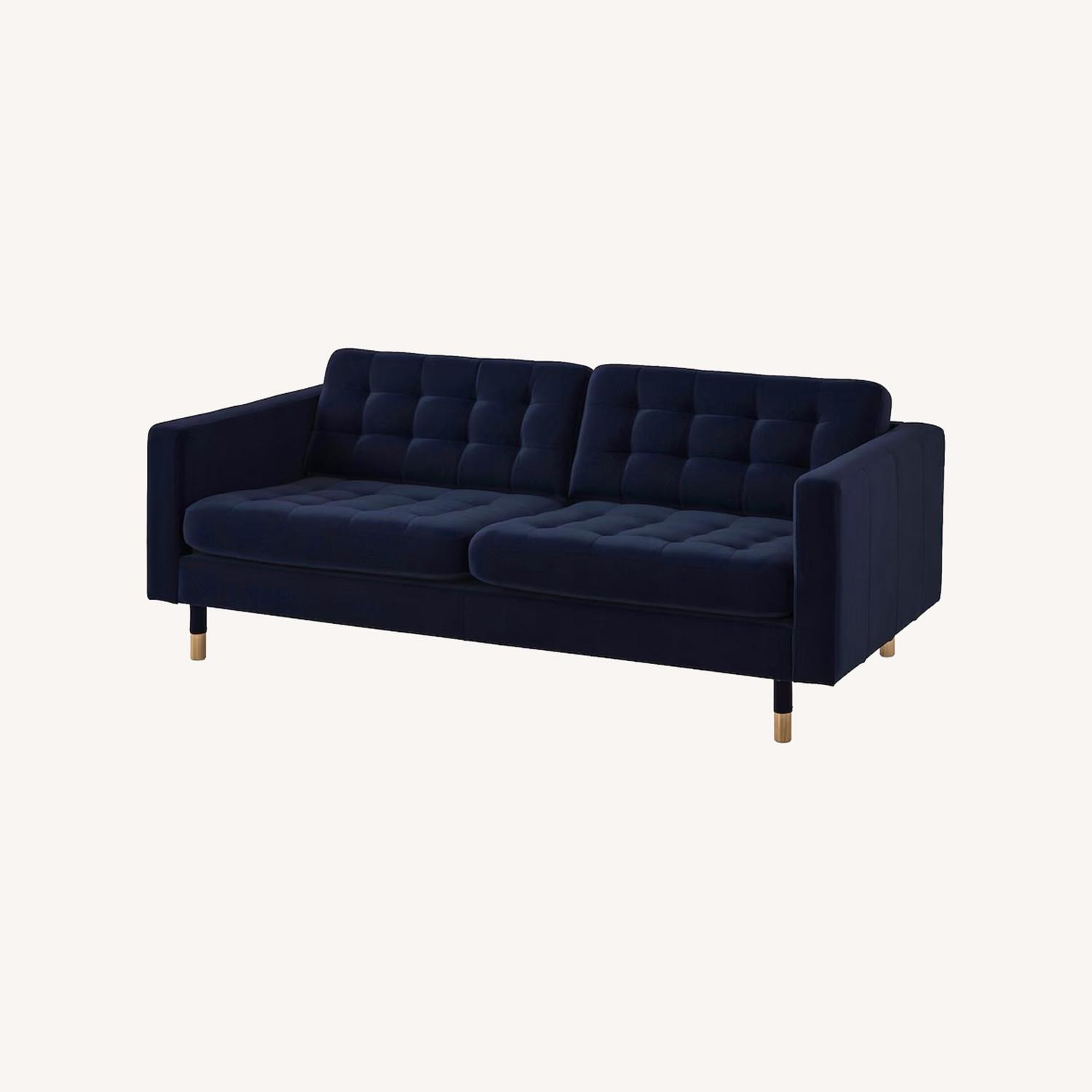 IKEA Suede Navy Blue 2 Seater Couch - image-0