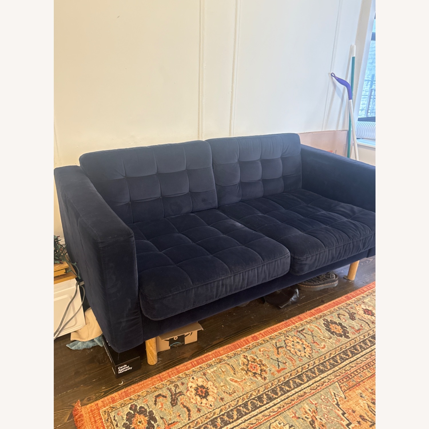 IKEA Suede Navy Blue 2 Seater Couch - image-2