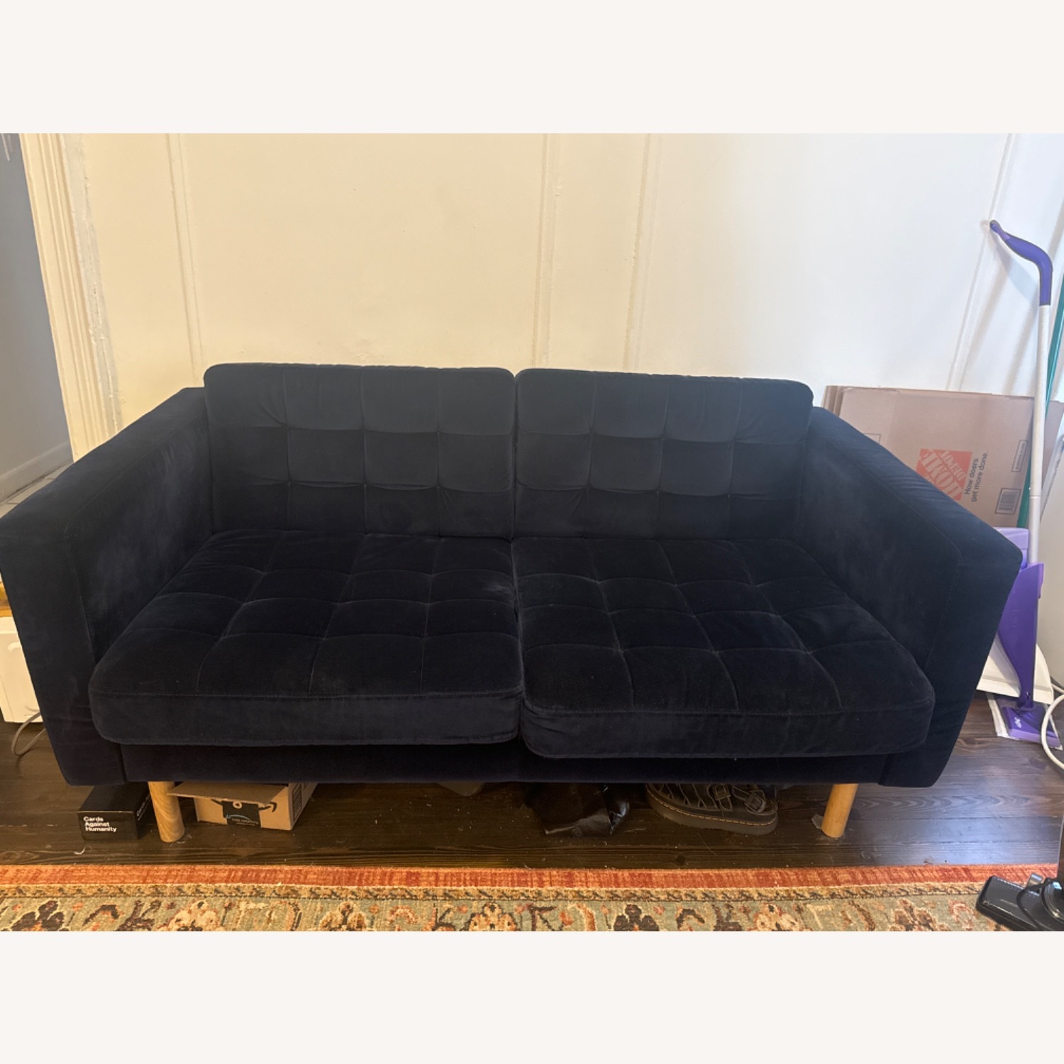 IKEA Suede Navy Blue 2 Seater Couch - image-1