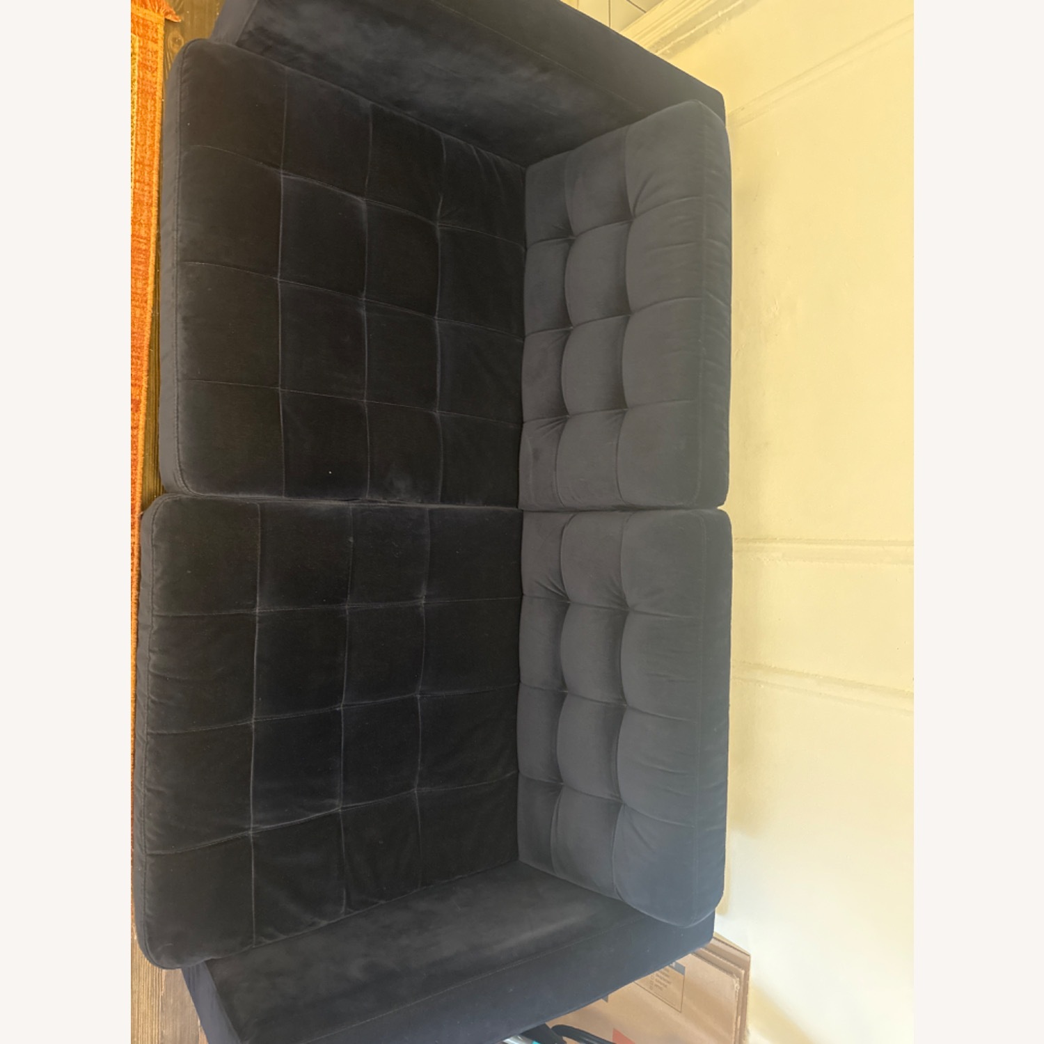 IKEA Suede Navy Blue 2 Seater Couch - image-3