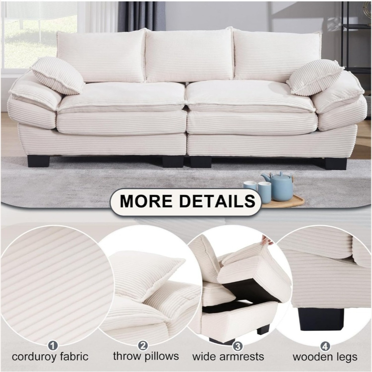 Oversized Beige Sofa/Loveseat - image-2