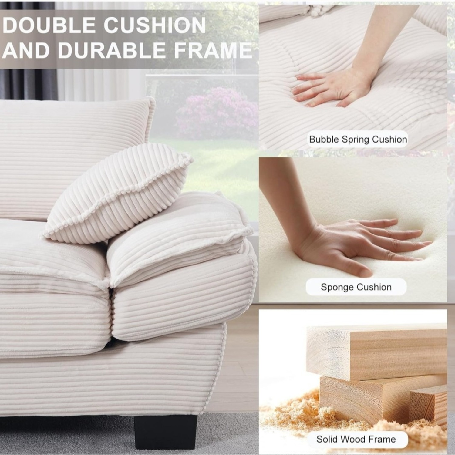 Oversized Beige Sofa/Loveseat - image-4