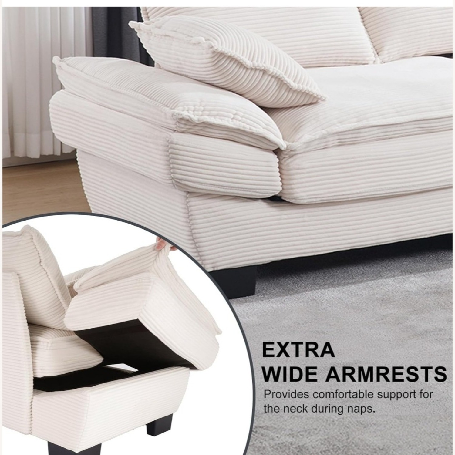 Oversized Beige Sofa/Loveseat - image-5