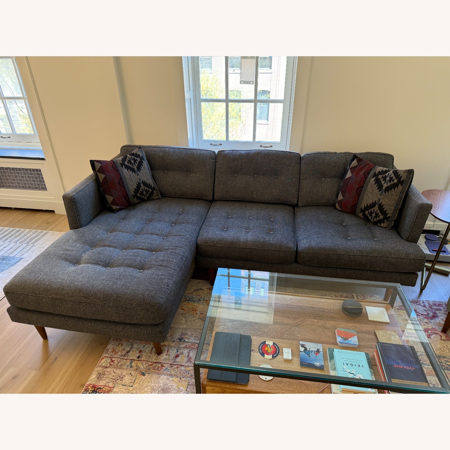 West Elm Peggy Dark Gray Two-Piece Sectional Sofa - image-1