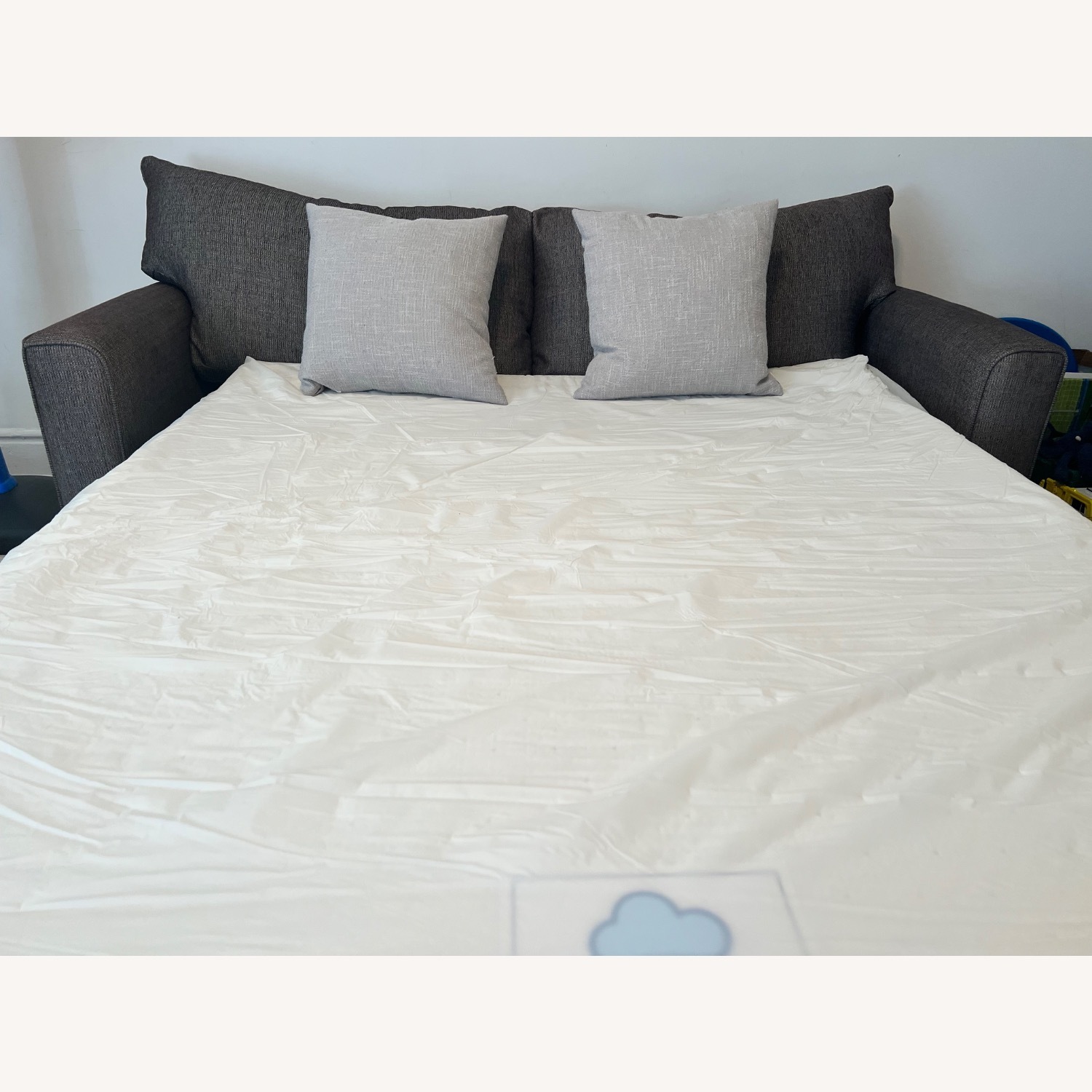 Raymour & Flanigan Neutral Gray-Brown Sleeper Sofa (Queen) - image-2