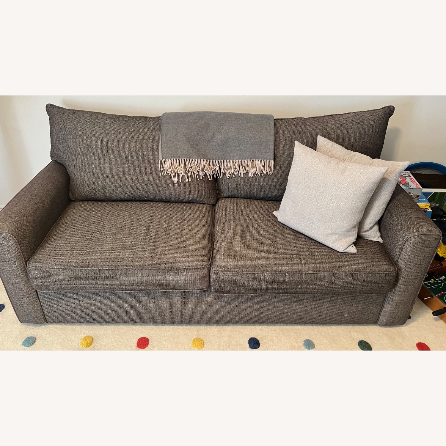 Raymour & Flanigan Neutral Gray-Brown Sleeper Sofa (Queen) - image-1