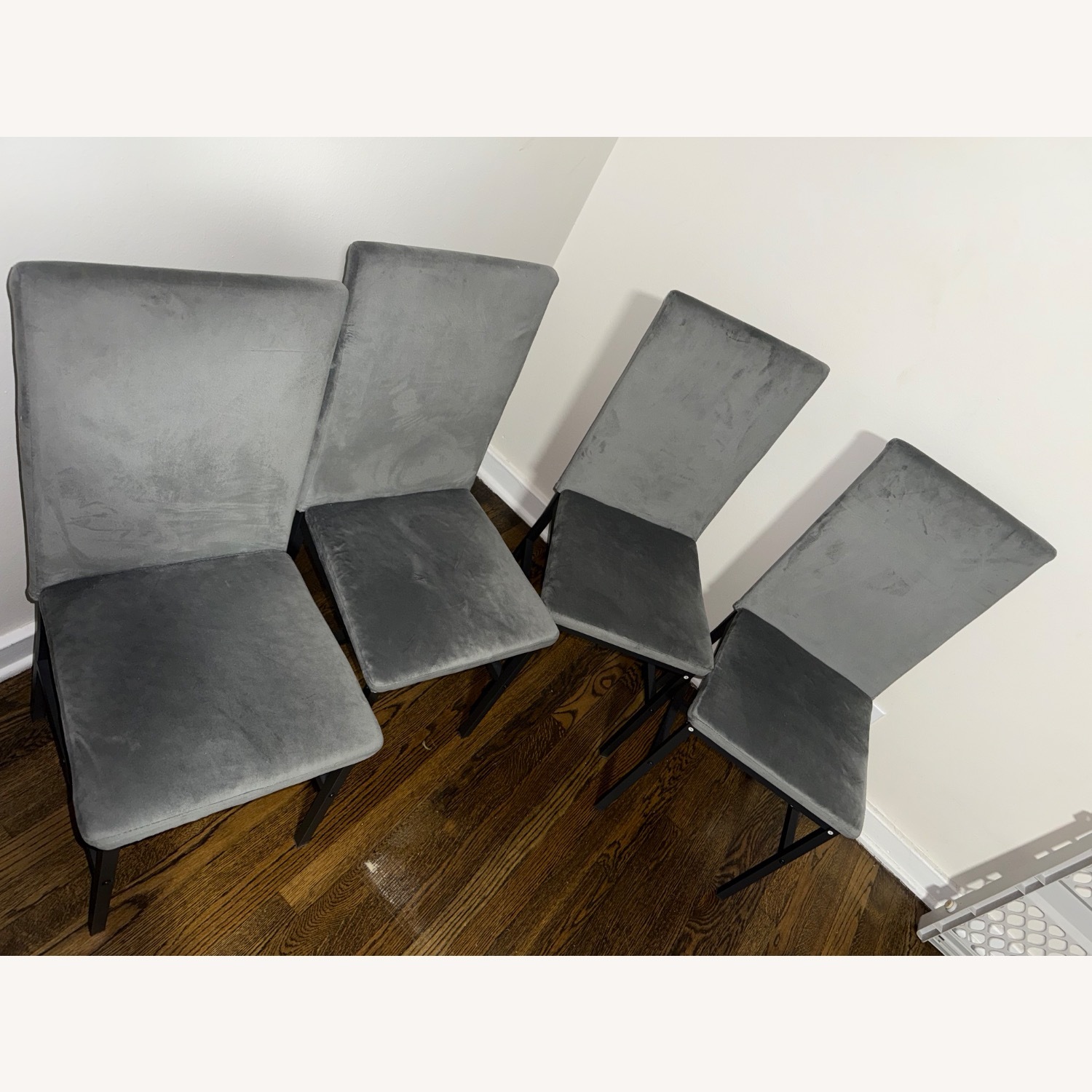 Four Velvet Dining Chairs - image-3