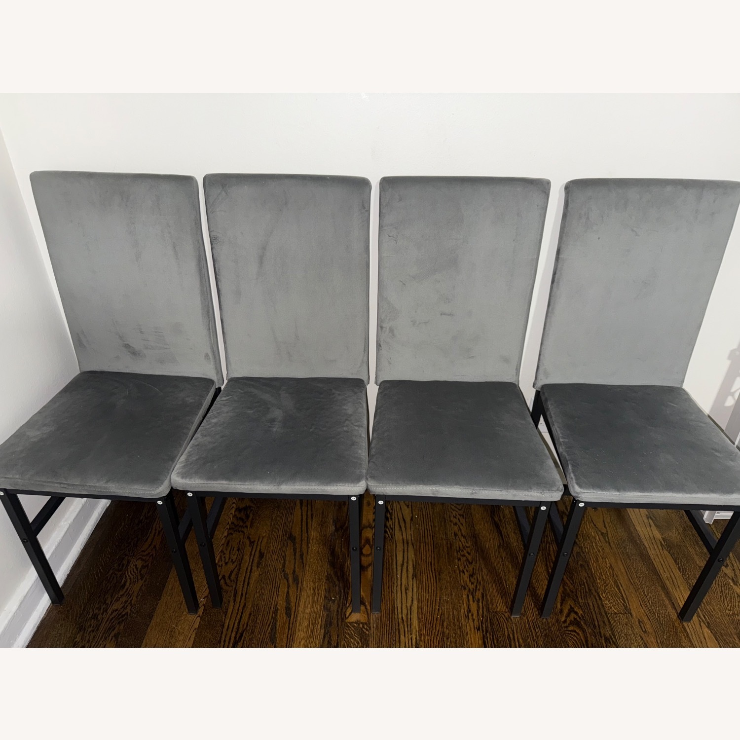 Four Velvet Dining Chairs - image-1