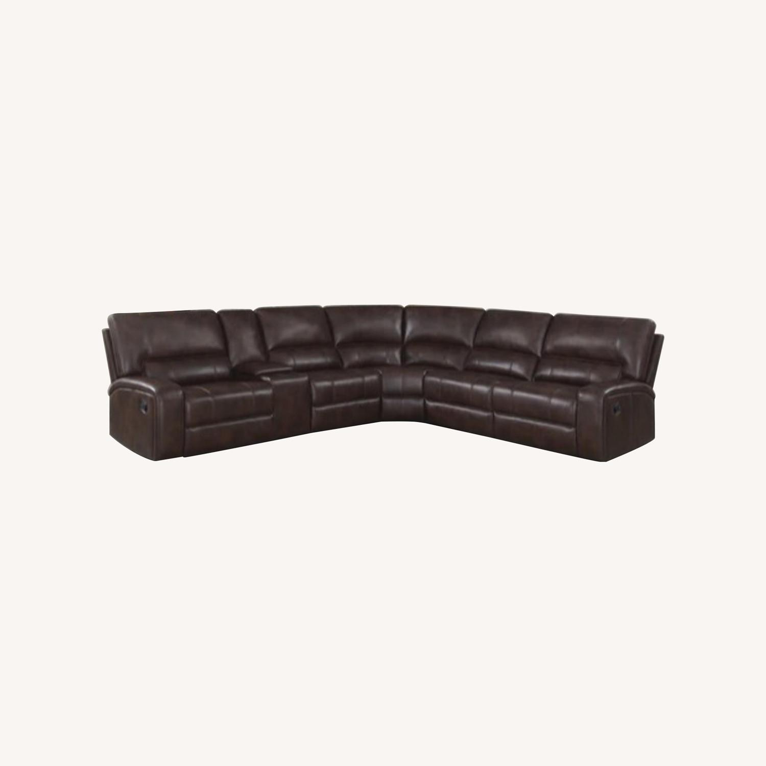 Dark Brown Leather Reclining Couch - image-0