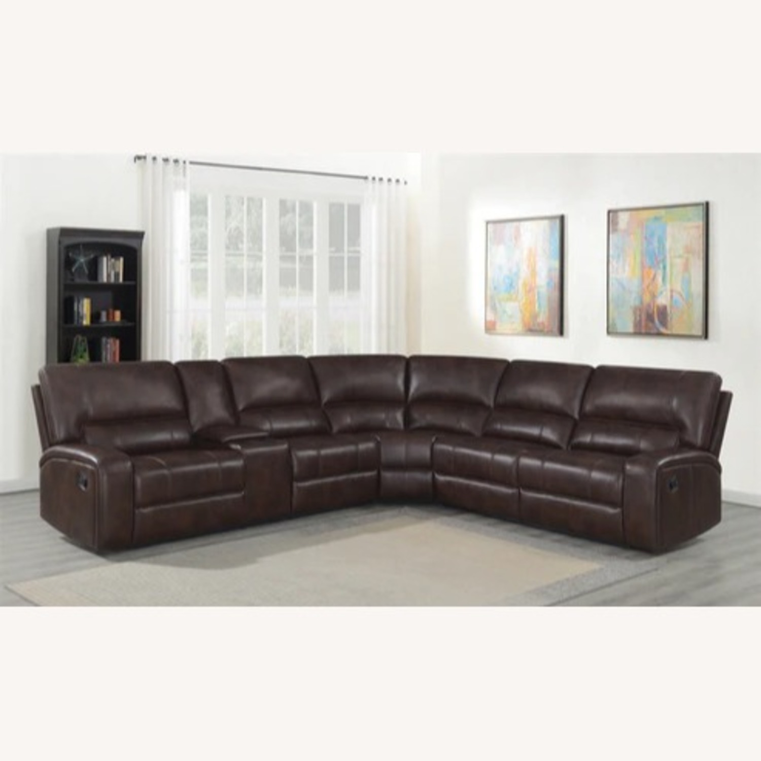 Dark Brown Leather Reclining Couch - image-1