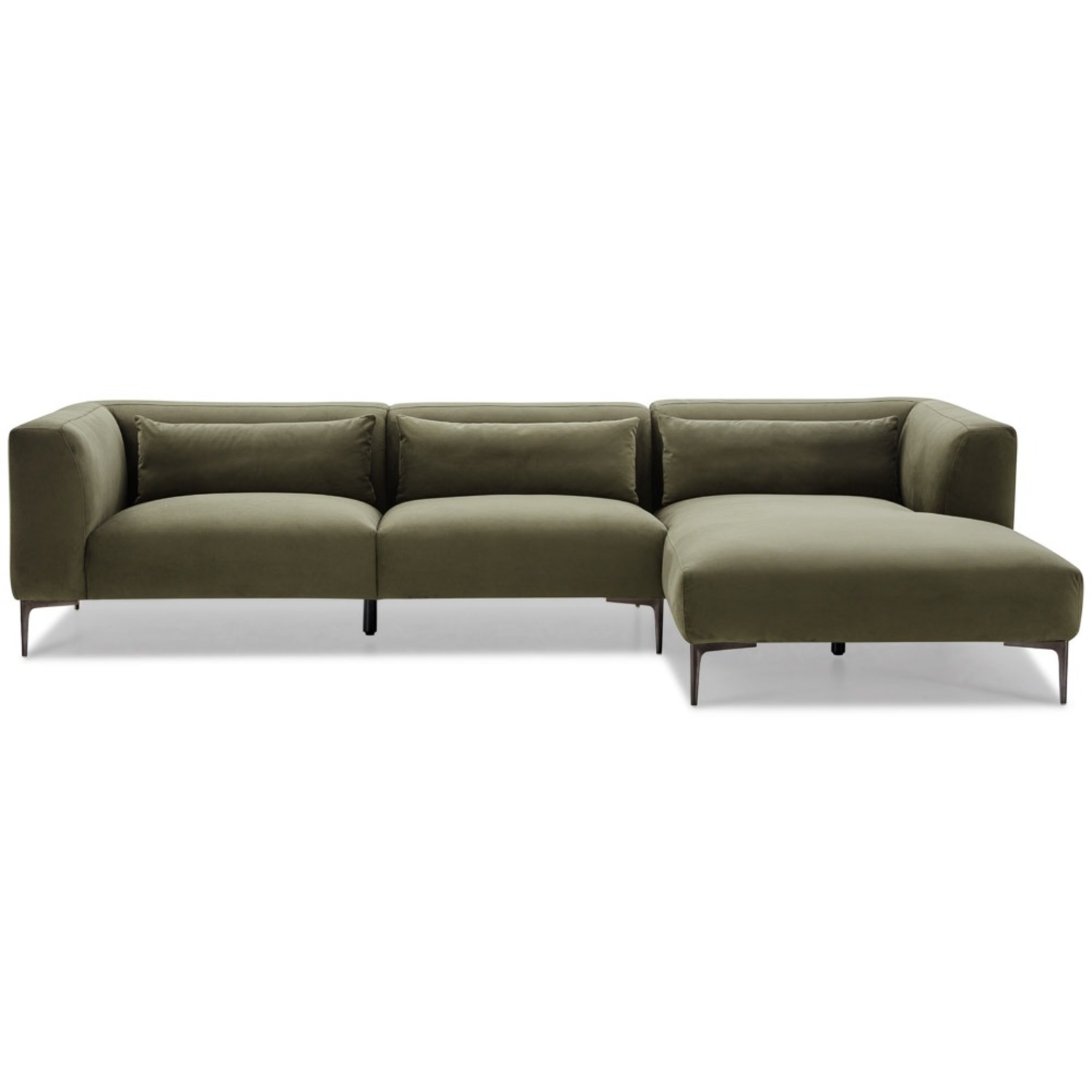 Savoy Green Velvet L Shaped Right Sectional Sofa - image-4