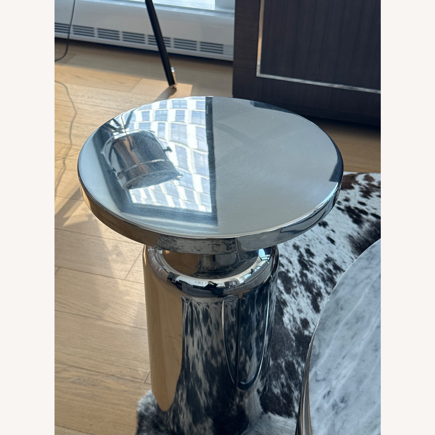 CB2 Cheval Polished Silver Side Table - image-3