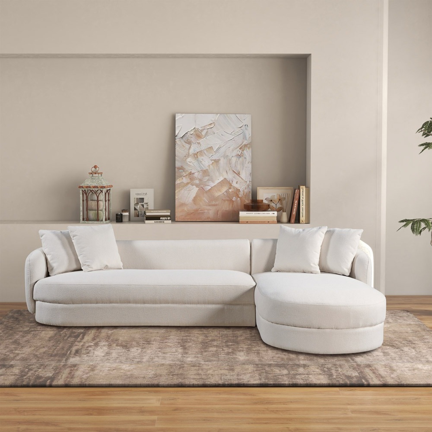 Chesterton Cream Boucle Right Sectional Sofa - image-0