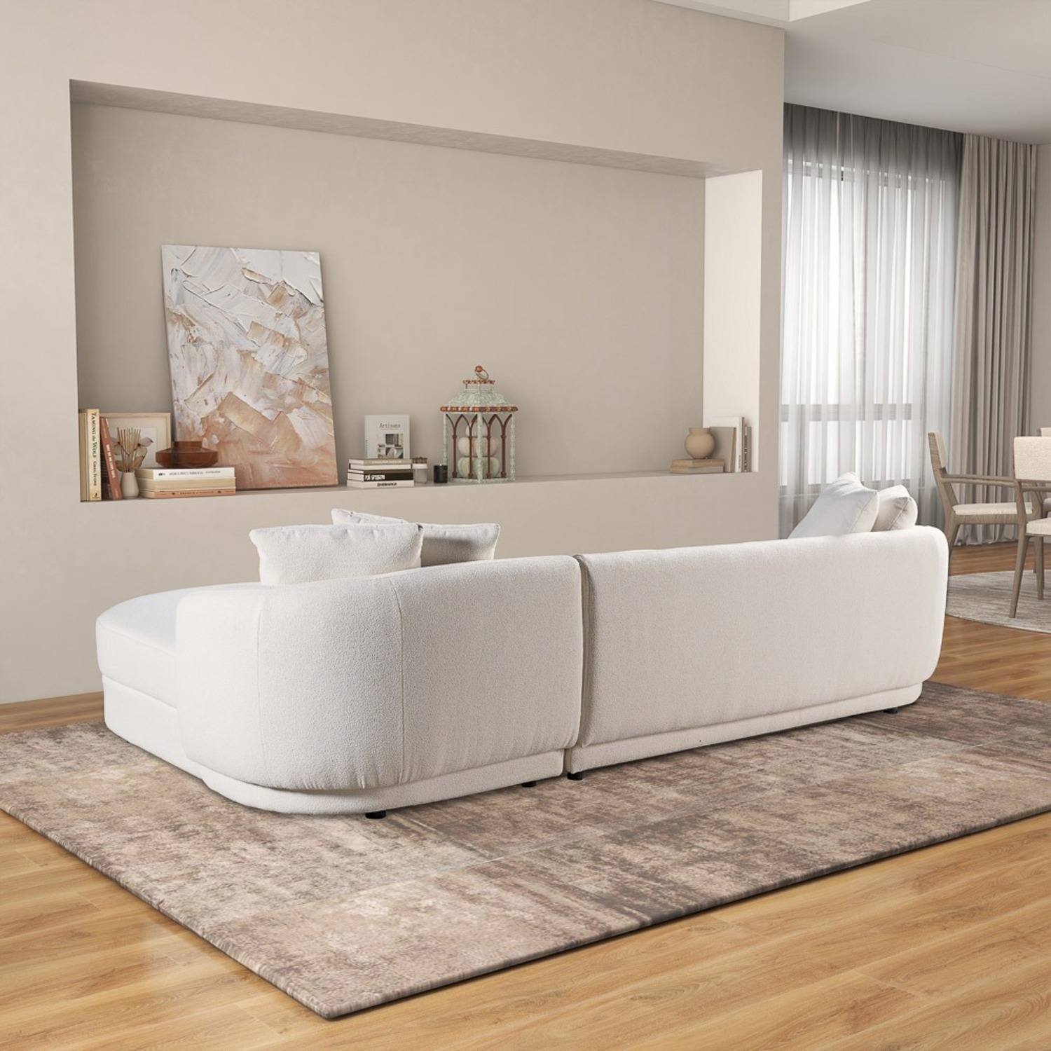 Chesterton Cream Boucle Right Sectional Sofa - image-1