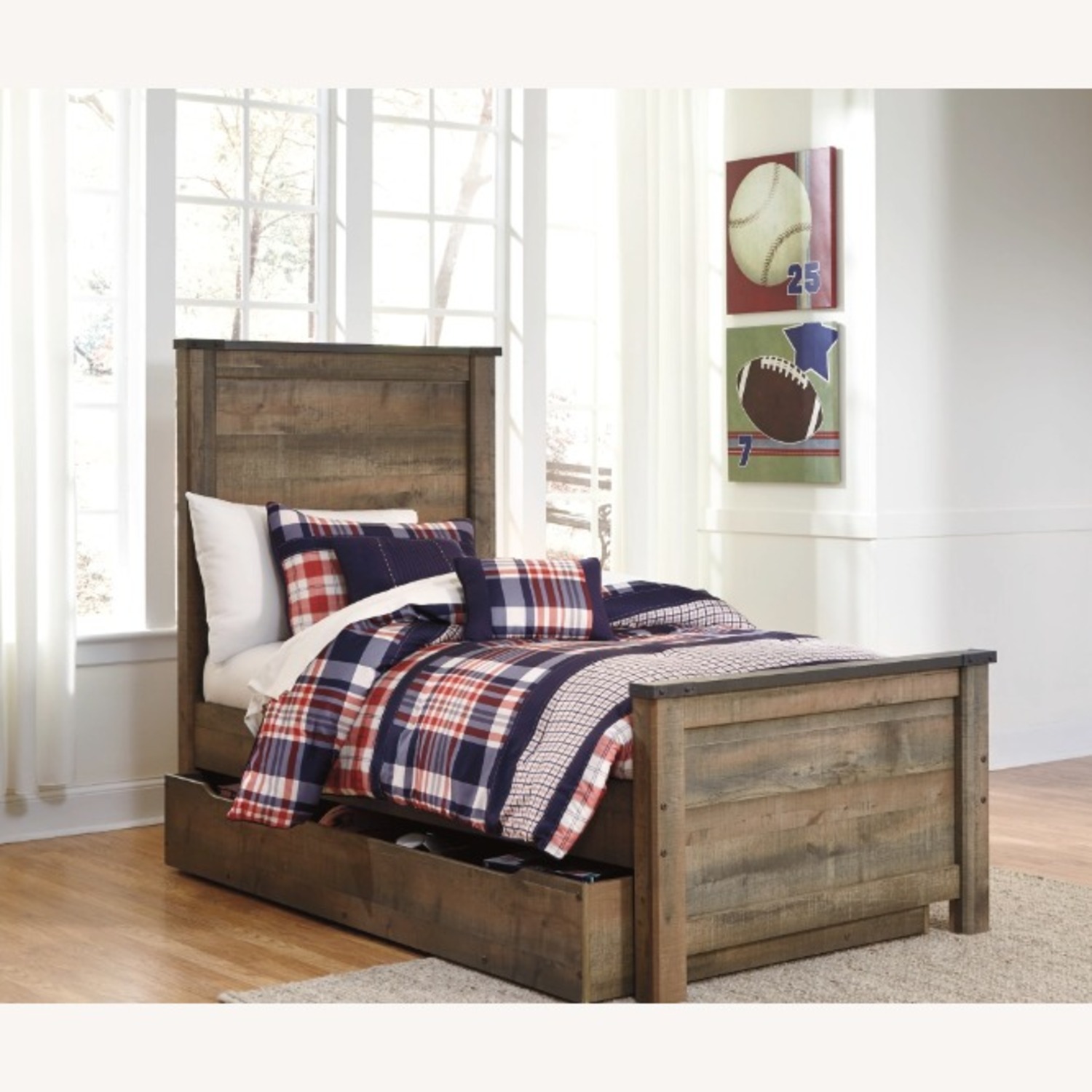 Trinell Twin Panel Bed with 1 Large Storage Drawer - image-2