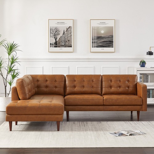 Used Lugano L-Shaped Genuine Leather Sofa for sale on AptDeco