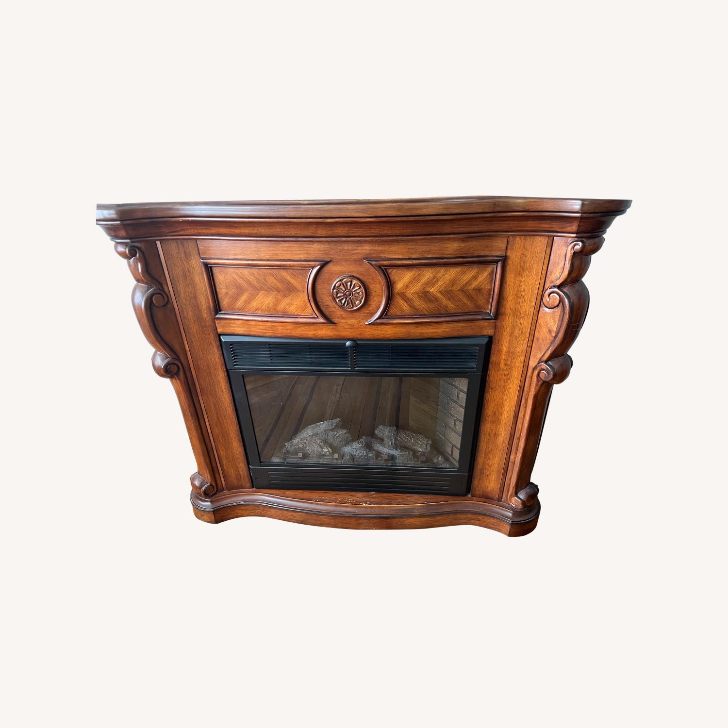 Wooden Lighted/ Heated Fireplace - image-0
