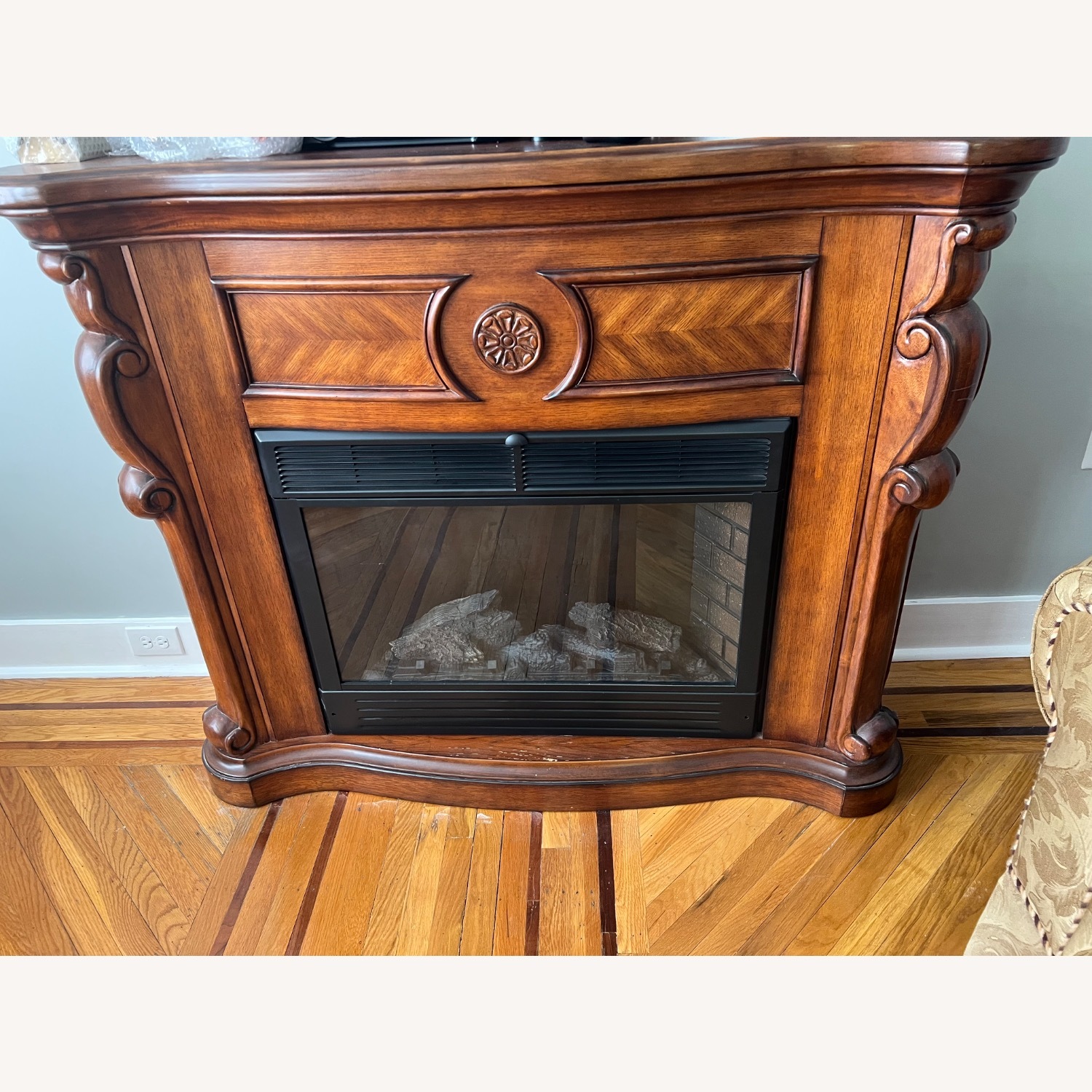 Wooden Lighted/ Heated Fireplace - image-1