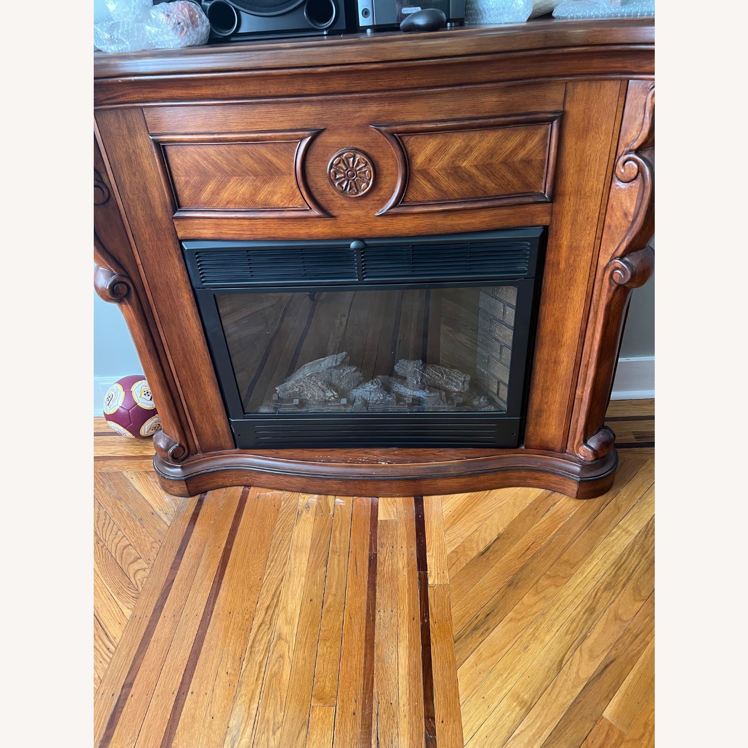 Wooden Lighted/ Heated Fireplace - image-3