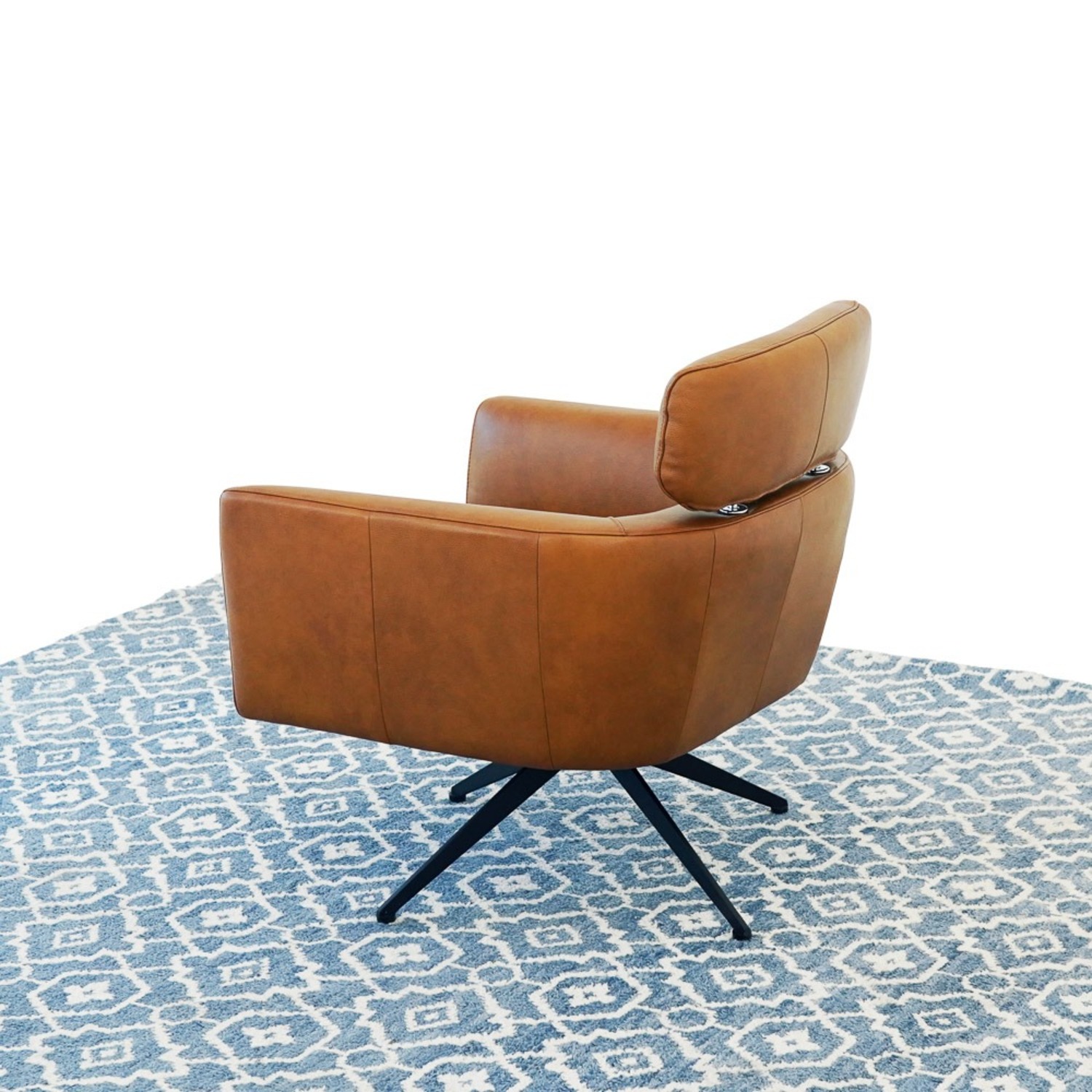 Megan Tan Leather Swivel Lounge Chair - image-3