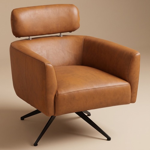 Used Megan Tan Leather Swivel Lounge Chair for sale on AptDeco