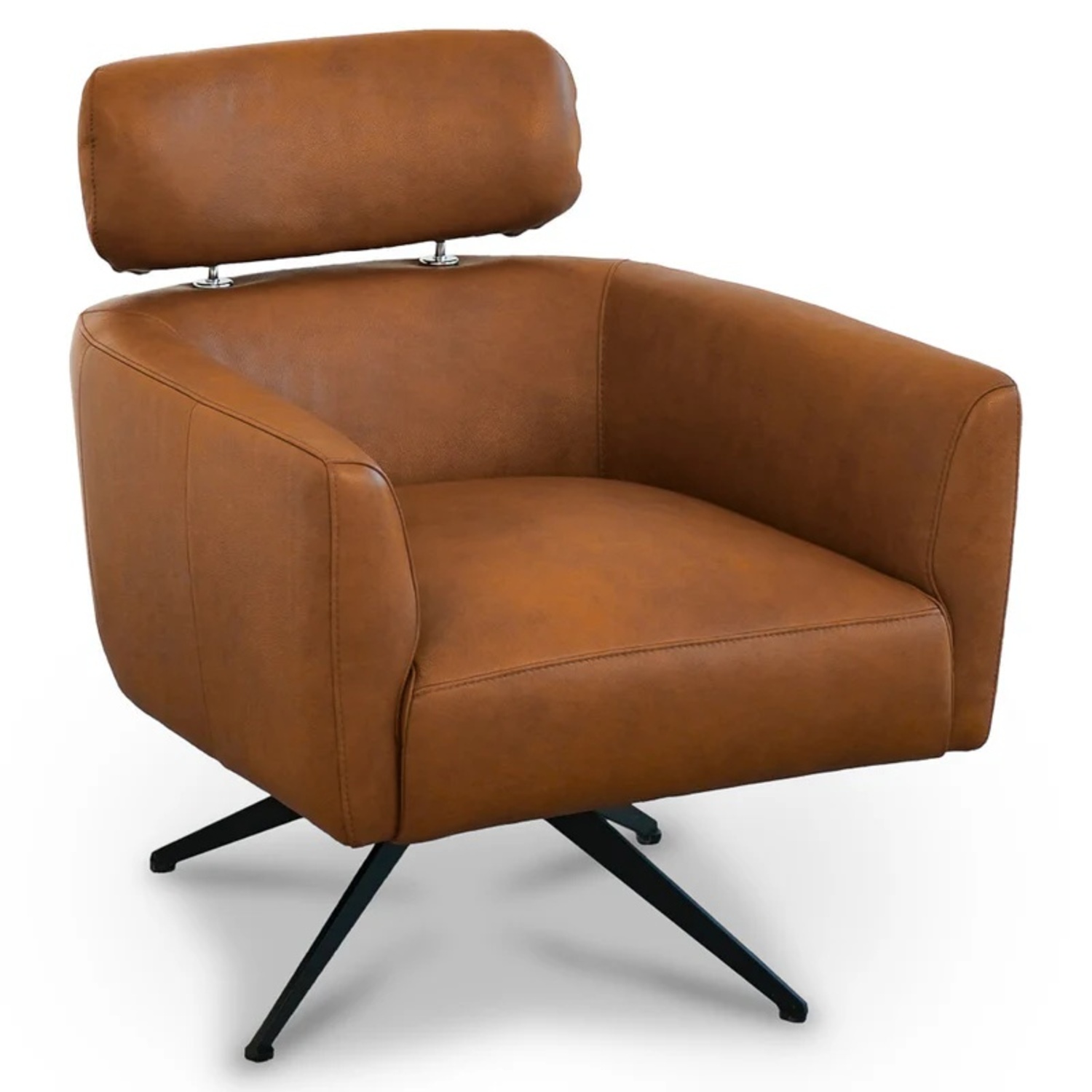 Megan Tan Leather Swivel Lounge Chair - image-0