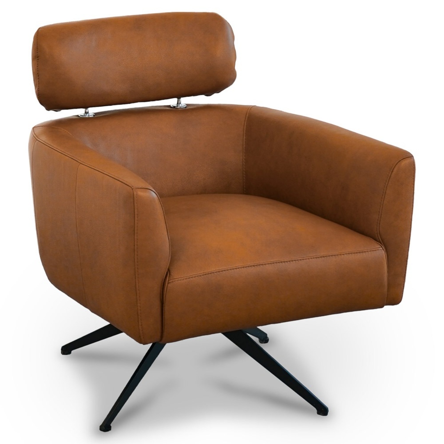 Megan Tan Leather Swivel Lounge Chair - image-6