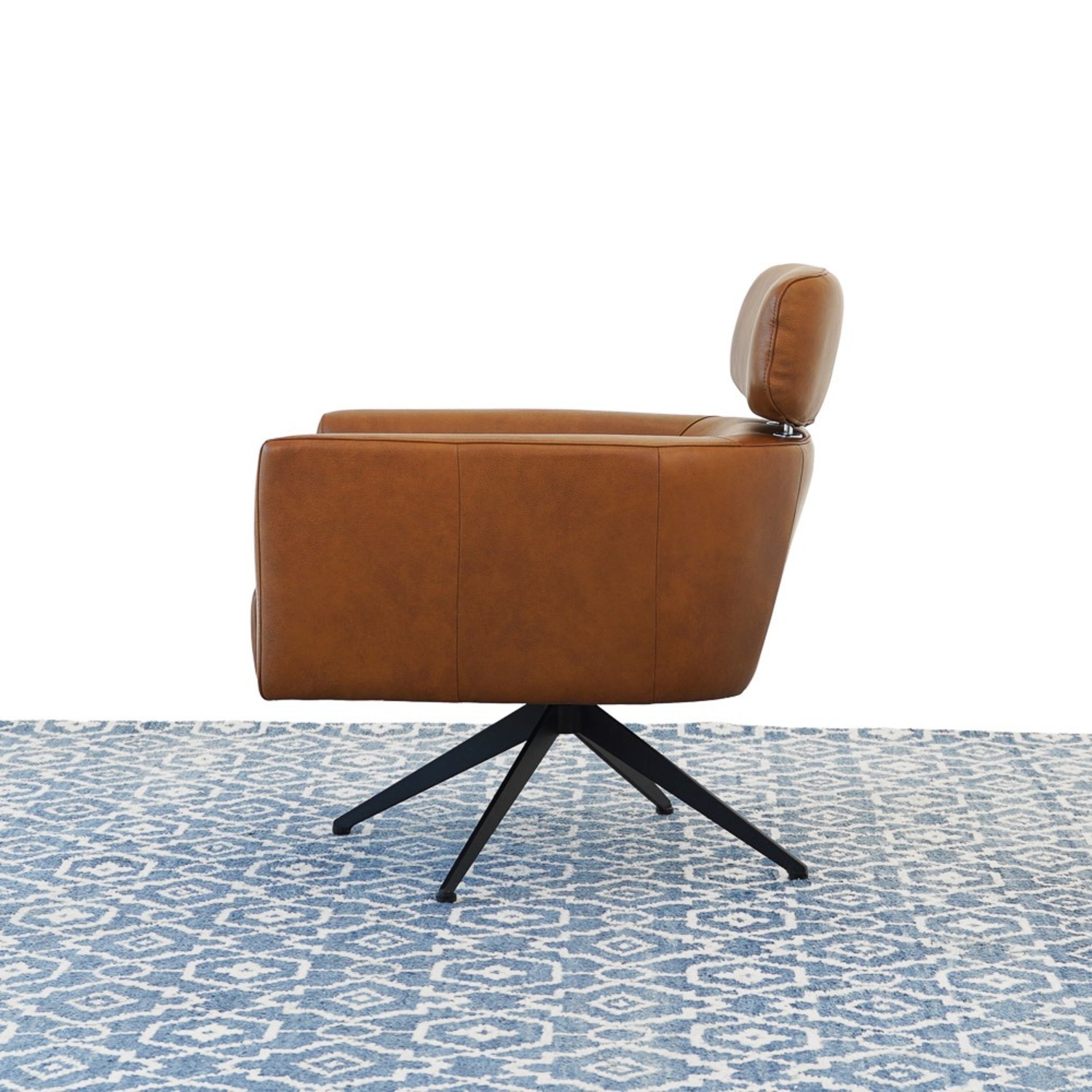 Megan Tan Leather Swivel Lounge Chair - image-2