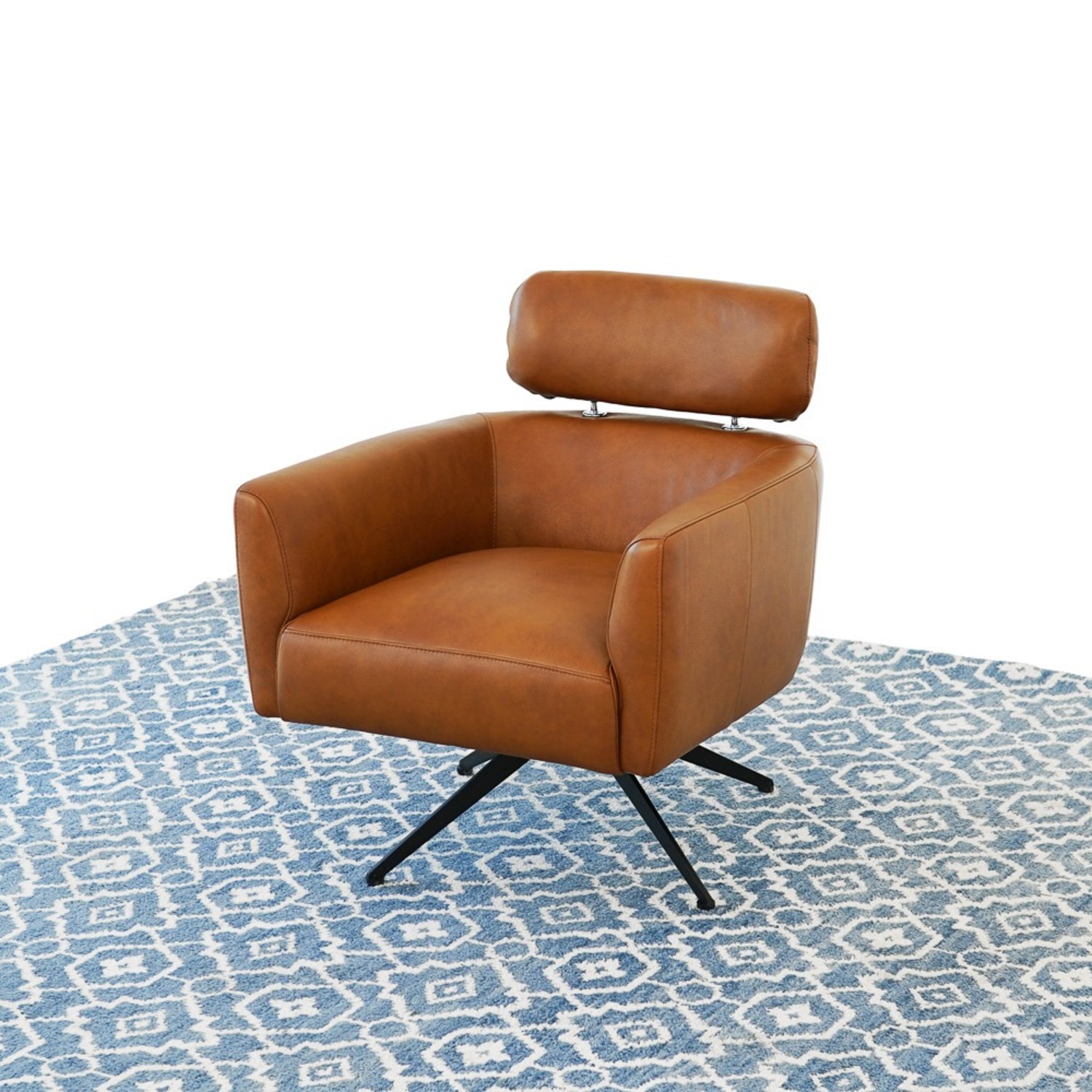 Megan Tan Leather Swivel Lounge Chair - image-7