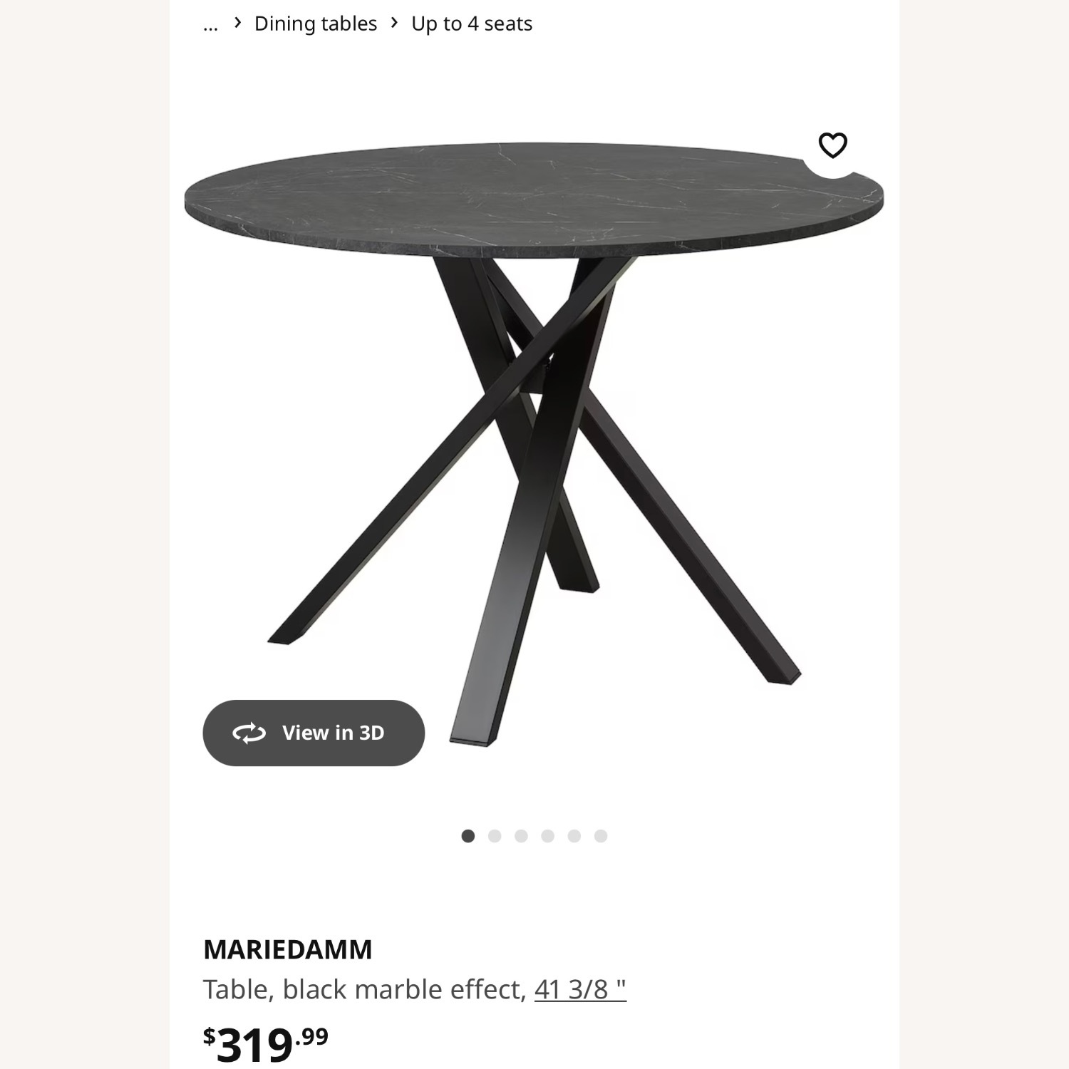 IKEA MARIEDAMM Dining Table Seats 4 with Faux Marble Finish - image-1